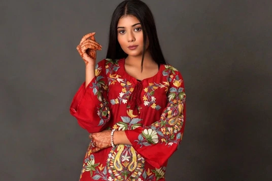 Designer red kurta and kurti