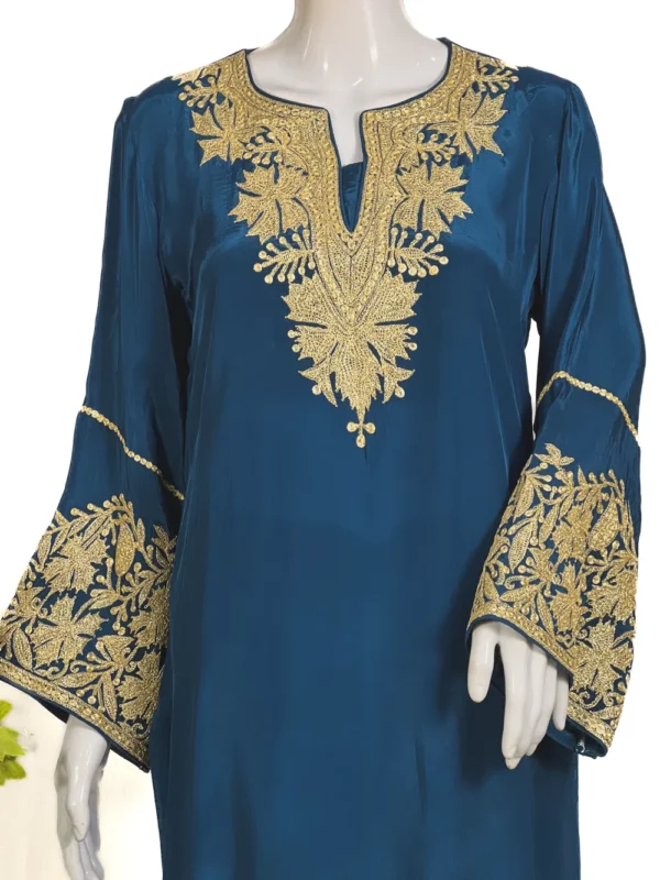 Natural Crepe Kashmiri Kurta with Tilla Embroidery