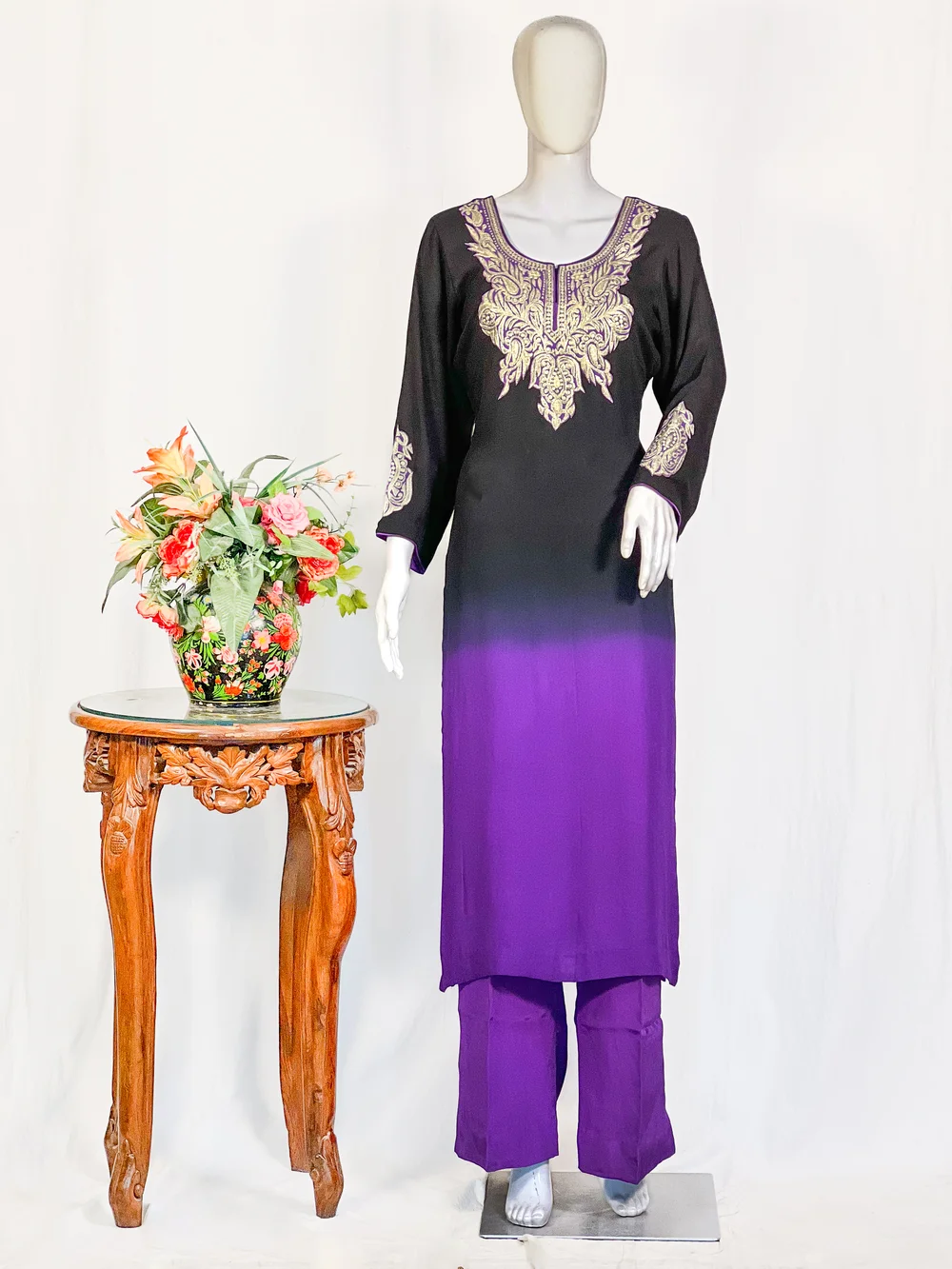 Black Purple Ombre Shalwar Suit with Tilla Work Black Purple Ombre Shalwar Suit with Tilla Work
