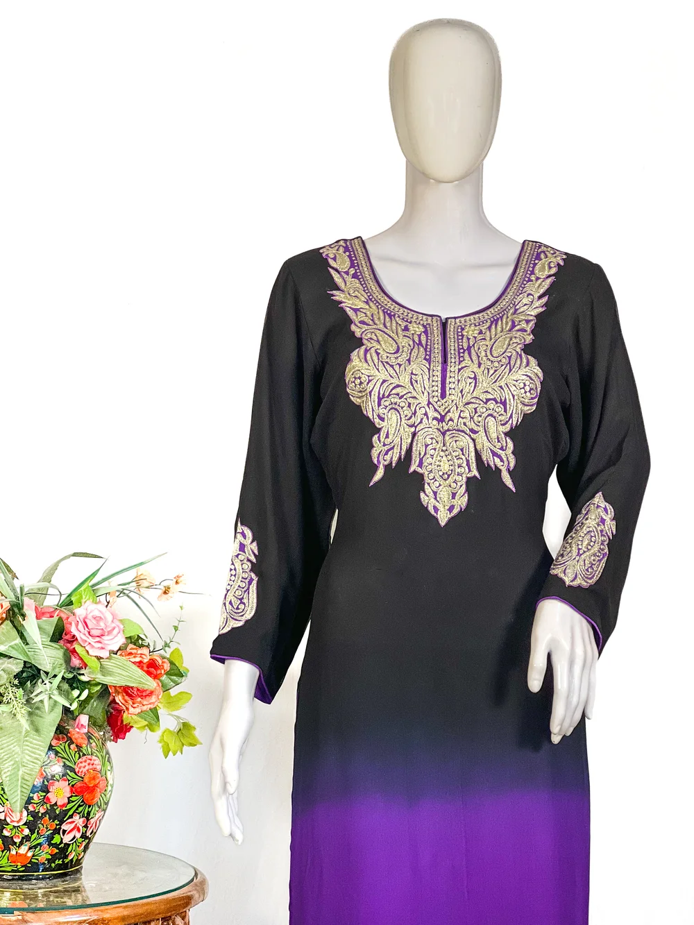 Black Purple Ombre Shalwar Suit with Tilla Work Black Purple Ombre Shalwar Suit with Tilla Work