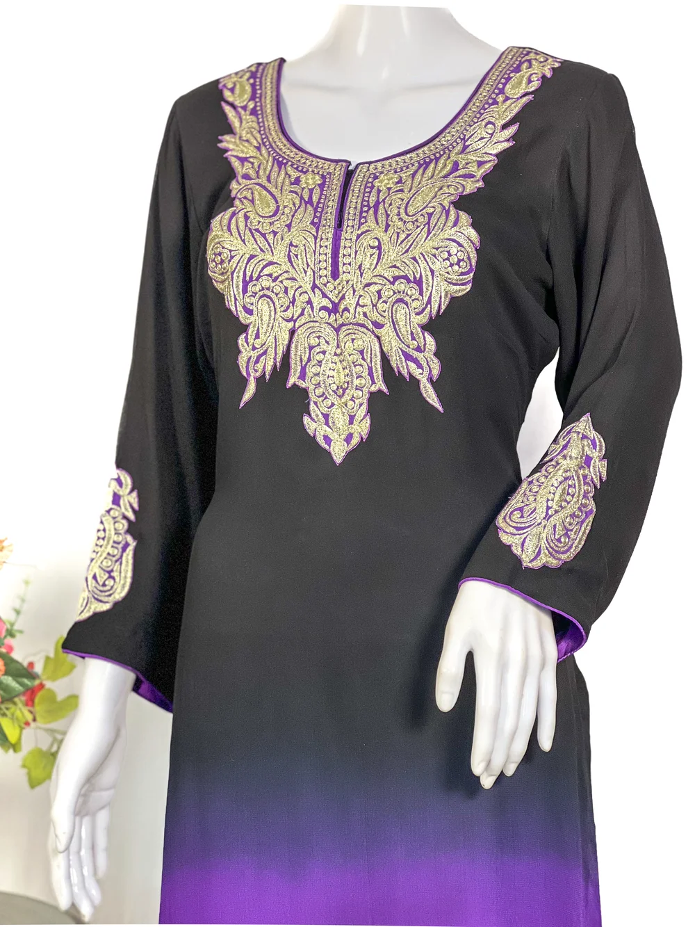 Black Purple Ombre Shalwar Suit with Tilla Work Black Purple Ombre Shalwar Suit with Tilla Work