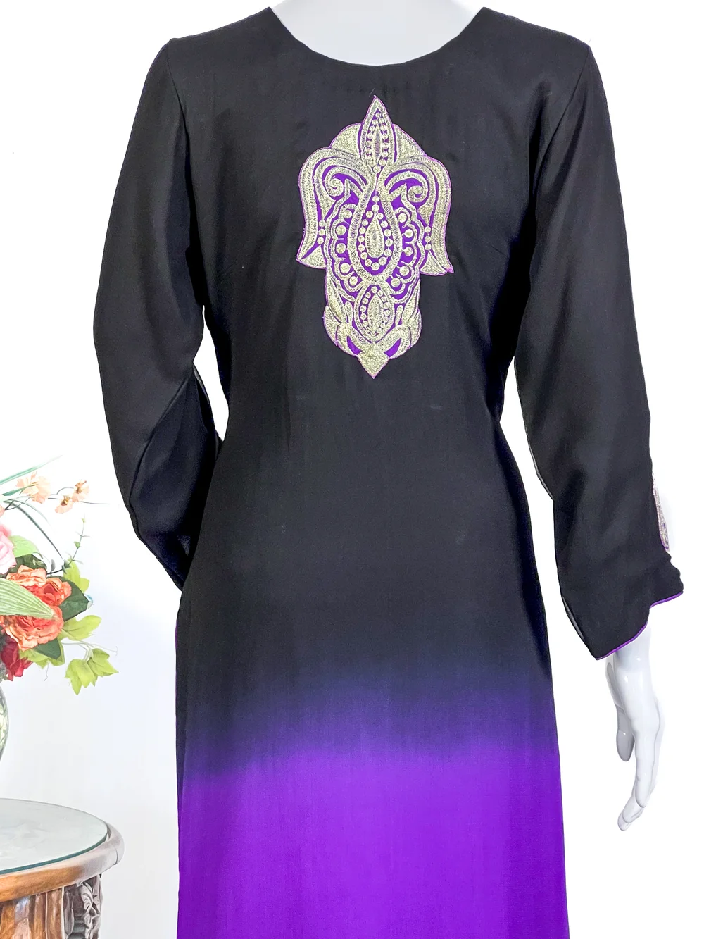 Black Purple Ombre Shalwar Suit with Tilla Work Black Purple Ombre Shalwar Suit with Tilla Work