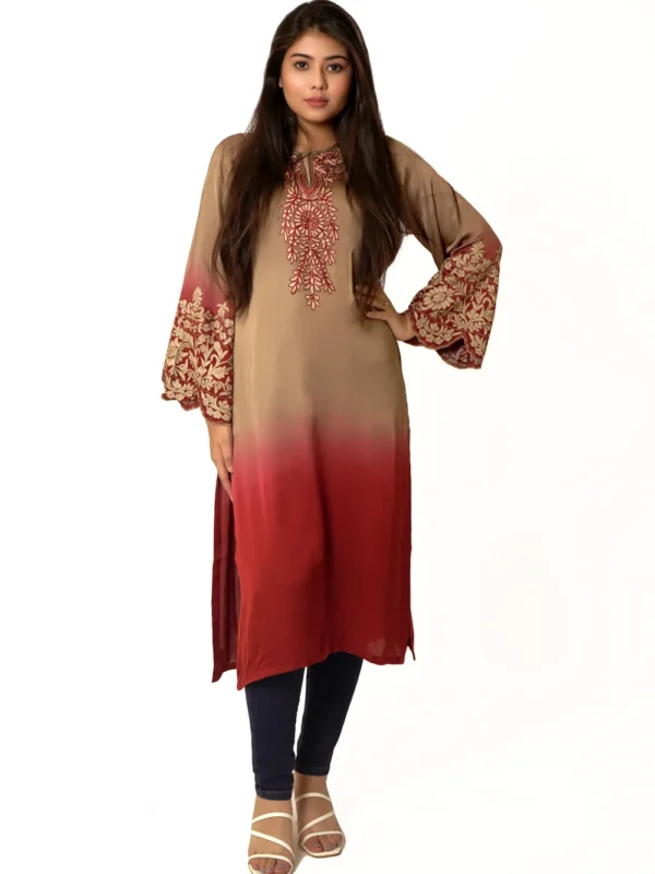 Ombre Kurti with Silk Thread Embroidery