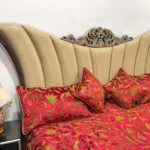 Red Velvet Bed Cover with Floral Design Aari Embroidery