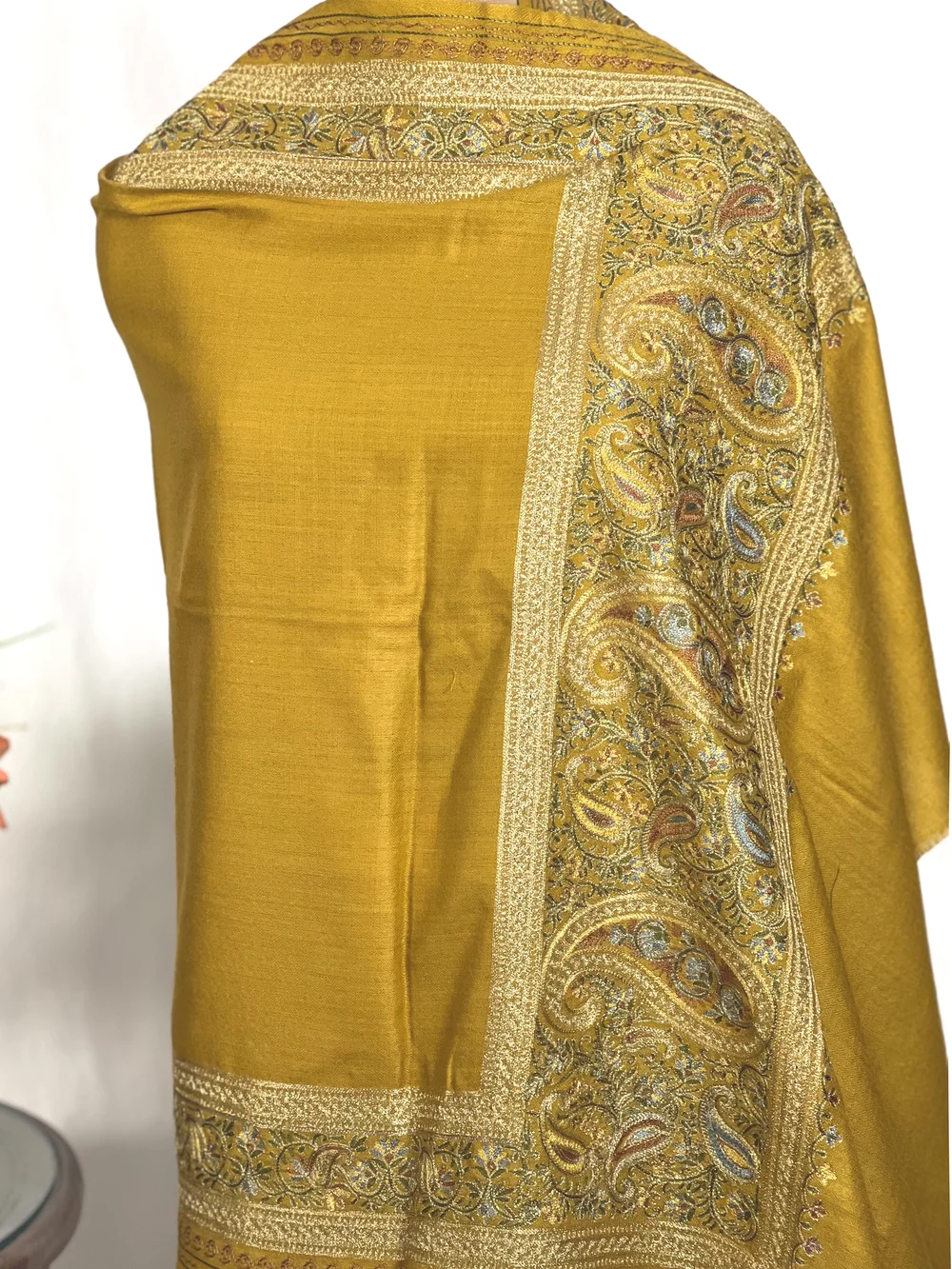 Pure Wool Stole with Zari and Thread Embroidery