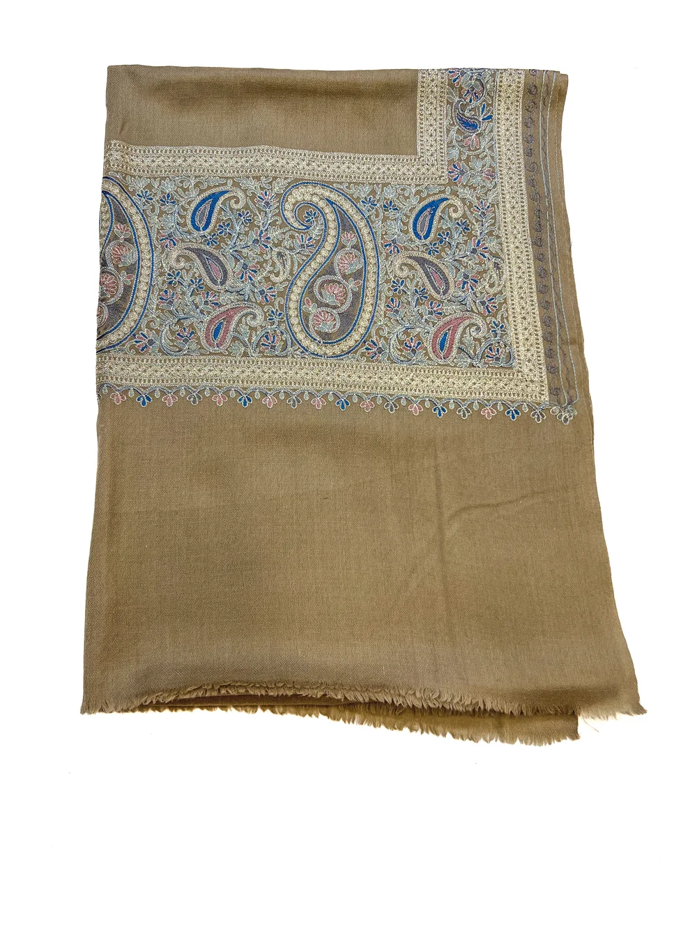 Pure Wool Stole with Zari and Thread Embroidery