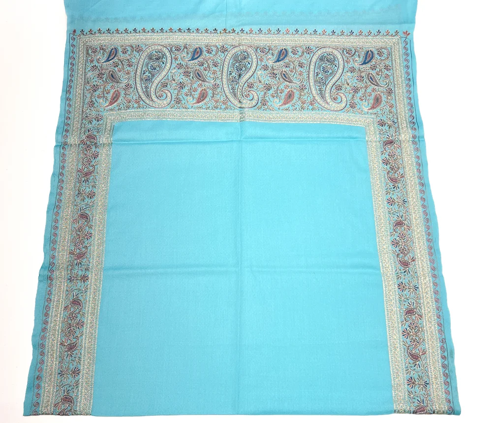 Pure Wool Stole with Zari and Thread Embroidery