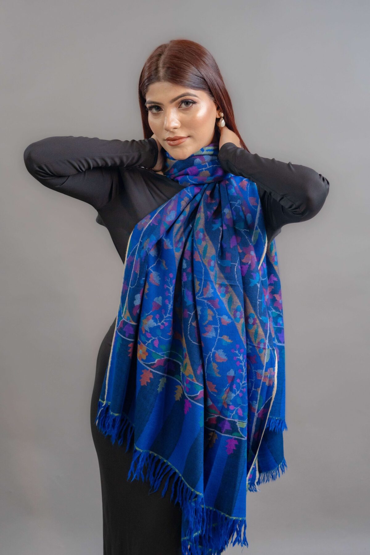 Blue Kani Pure Pashmina Hand Woven Shawl