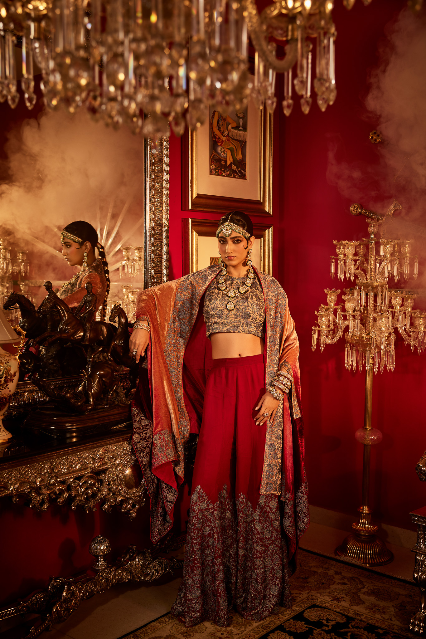 Zari Thread Work Sharara Set with Cape