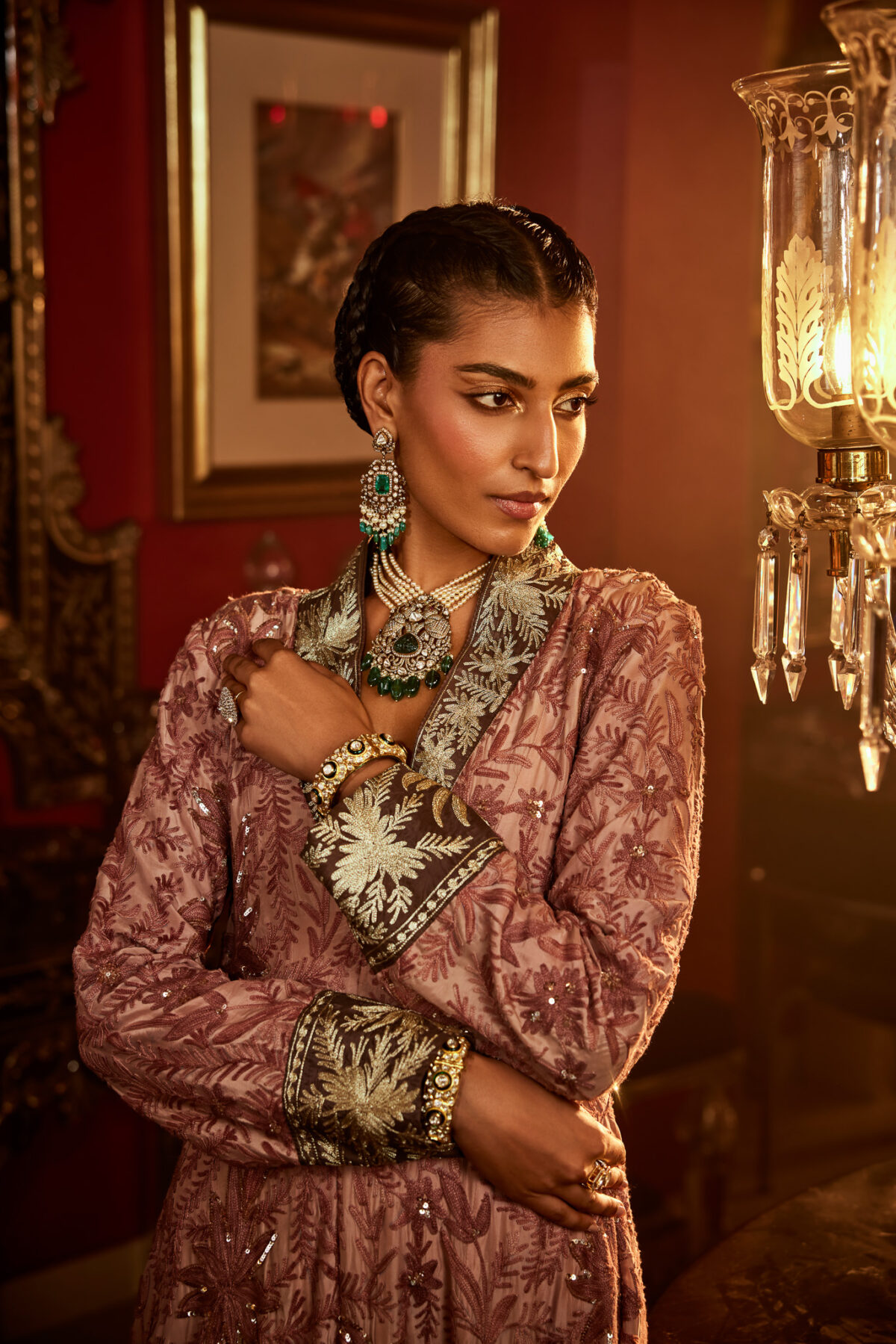 Women Flared Dress with Fusion Embroidered and Handcrafted Details