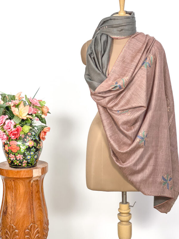 Reversible Pure Pashmina Sozni Hand Embroidered Shawl
