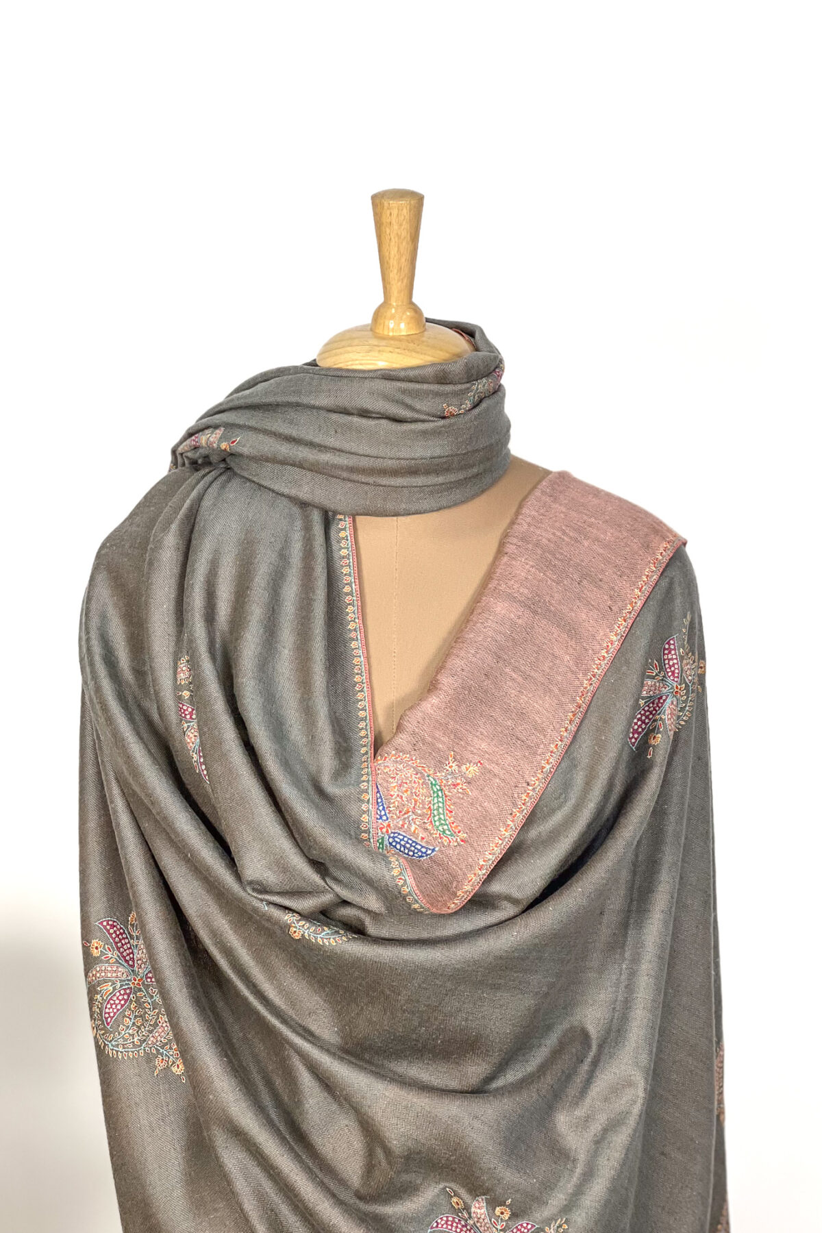 Reversible Pure Pashmina Sozni Hand Embroidered Shawl