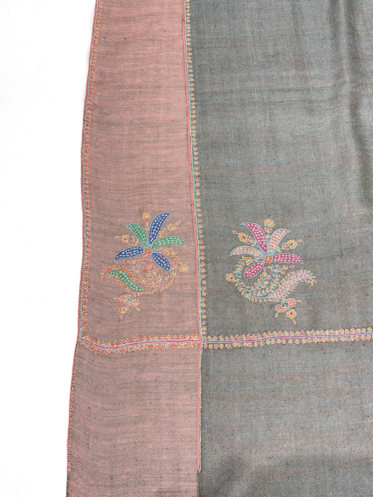 Reversible Pure Pashmina Sozni Hand Embroidered Shawl