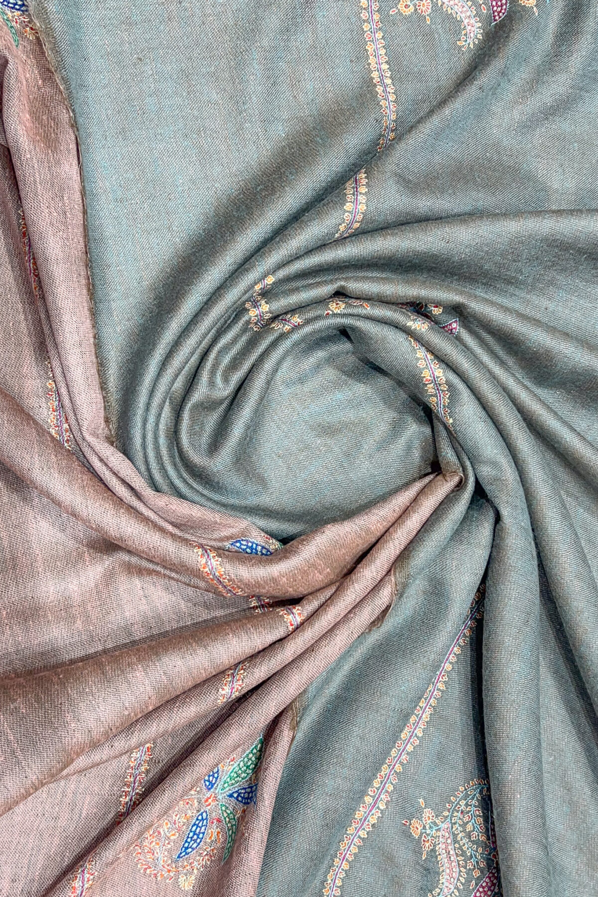 Reversible Pure Pashmina Sozni Hand Embroidered Shawl