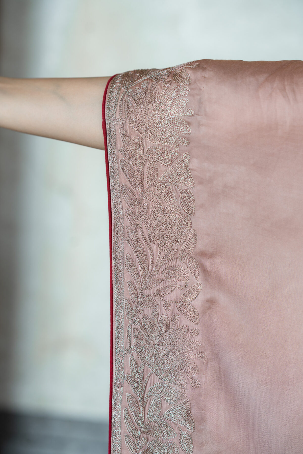 Ombre Women Cotton Satin Kashmiri Kaftan with Tilla Embroidery