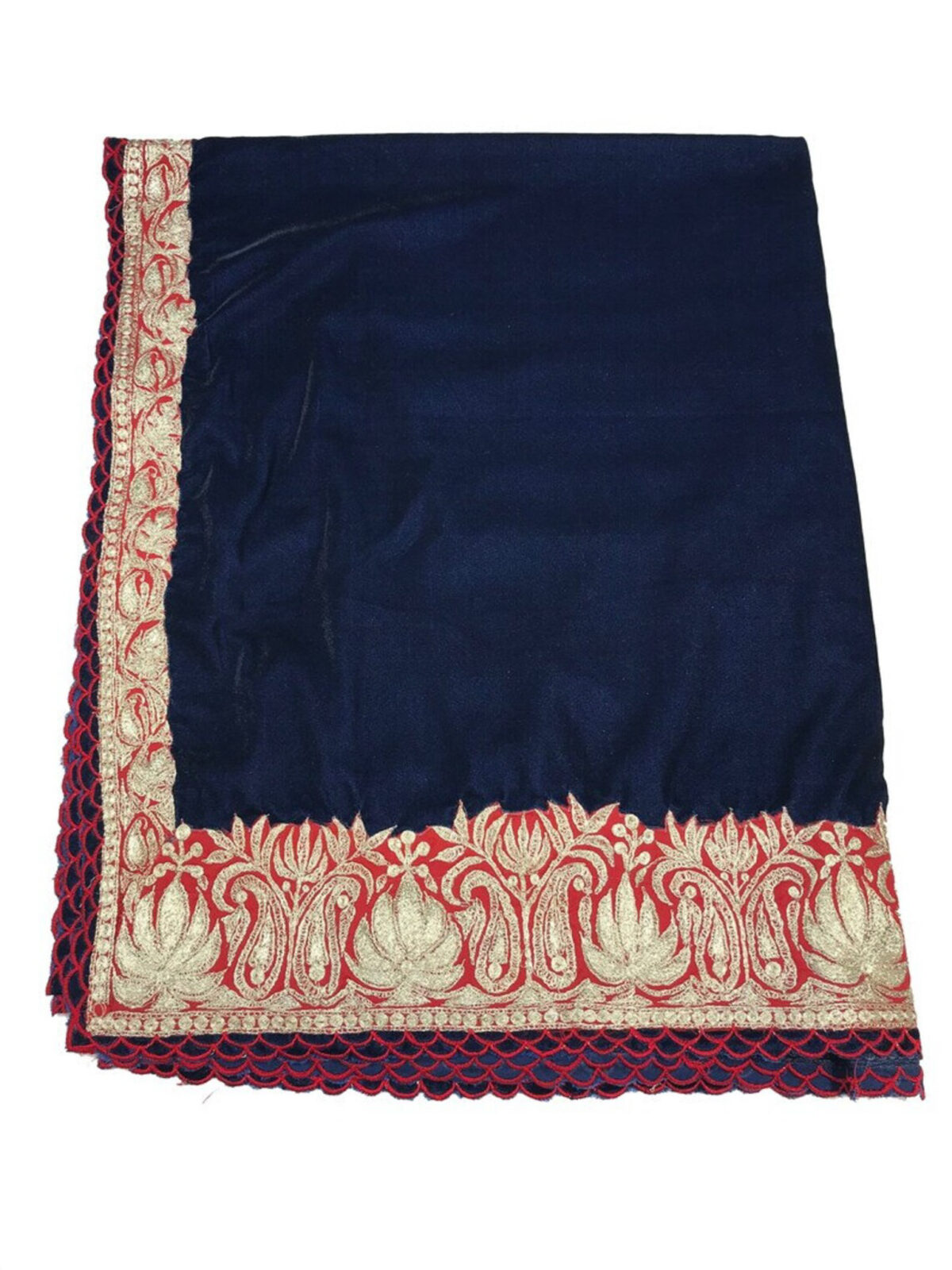 Black Velvet Shawl with Tilla Embroidery and Scalping