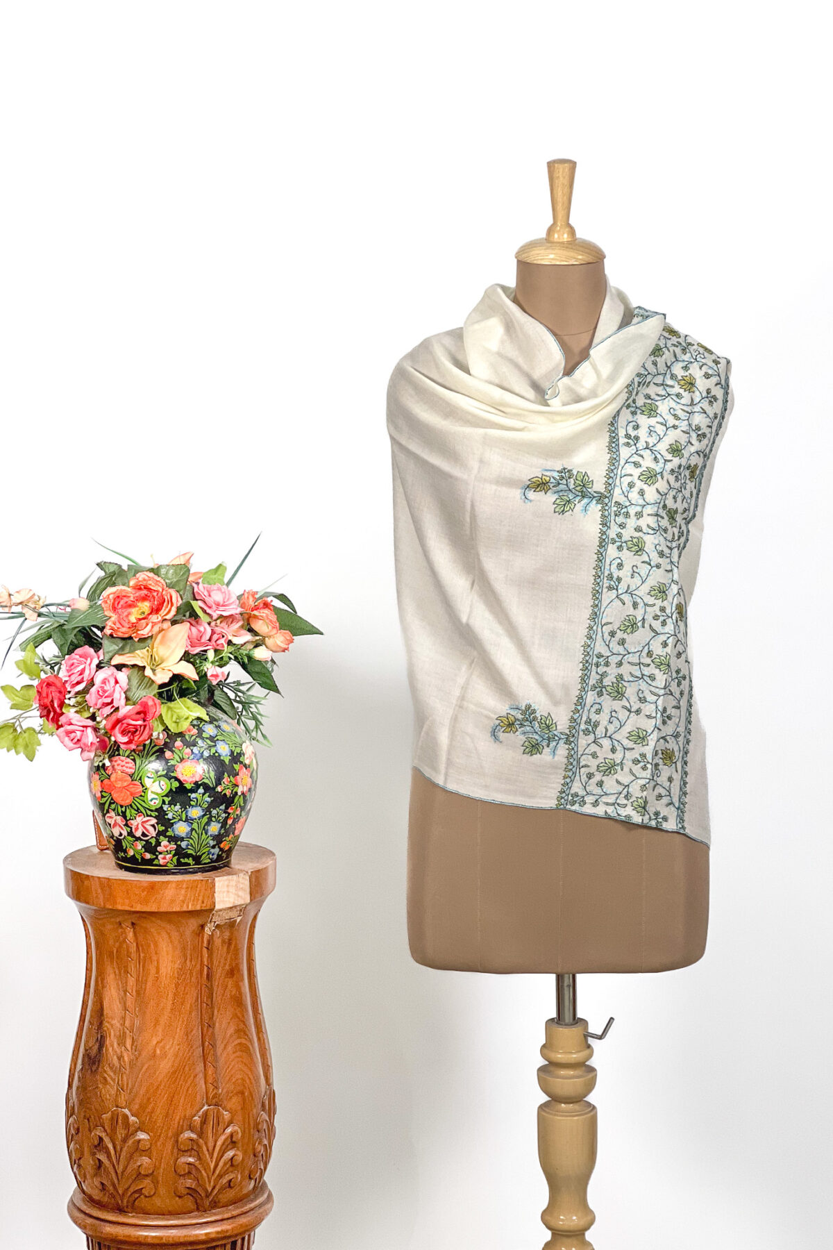 Pure Wool Stole with Sozni Hand Embroidery
