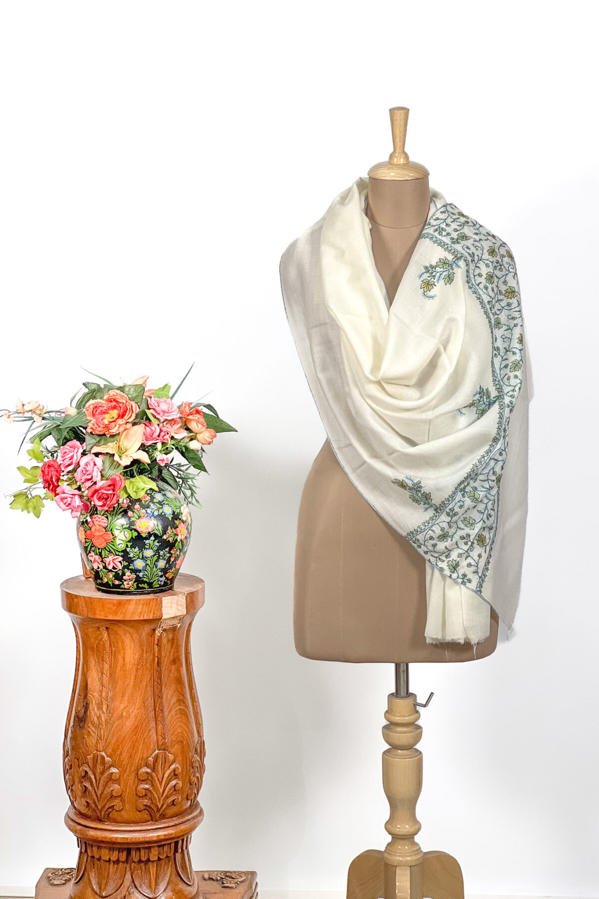 Pure Wool Stole with Sozni Hand Embroidery