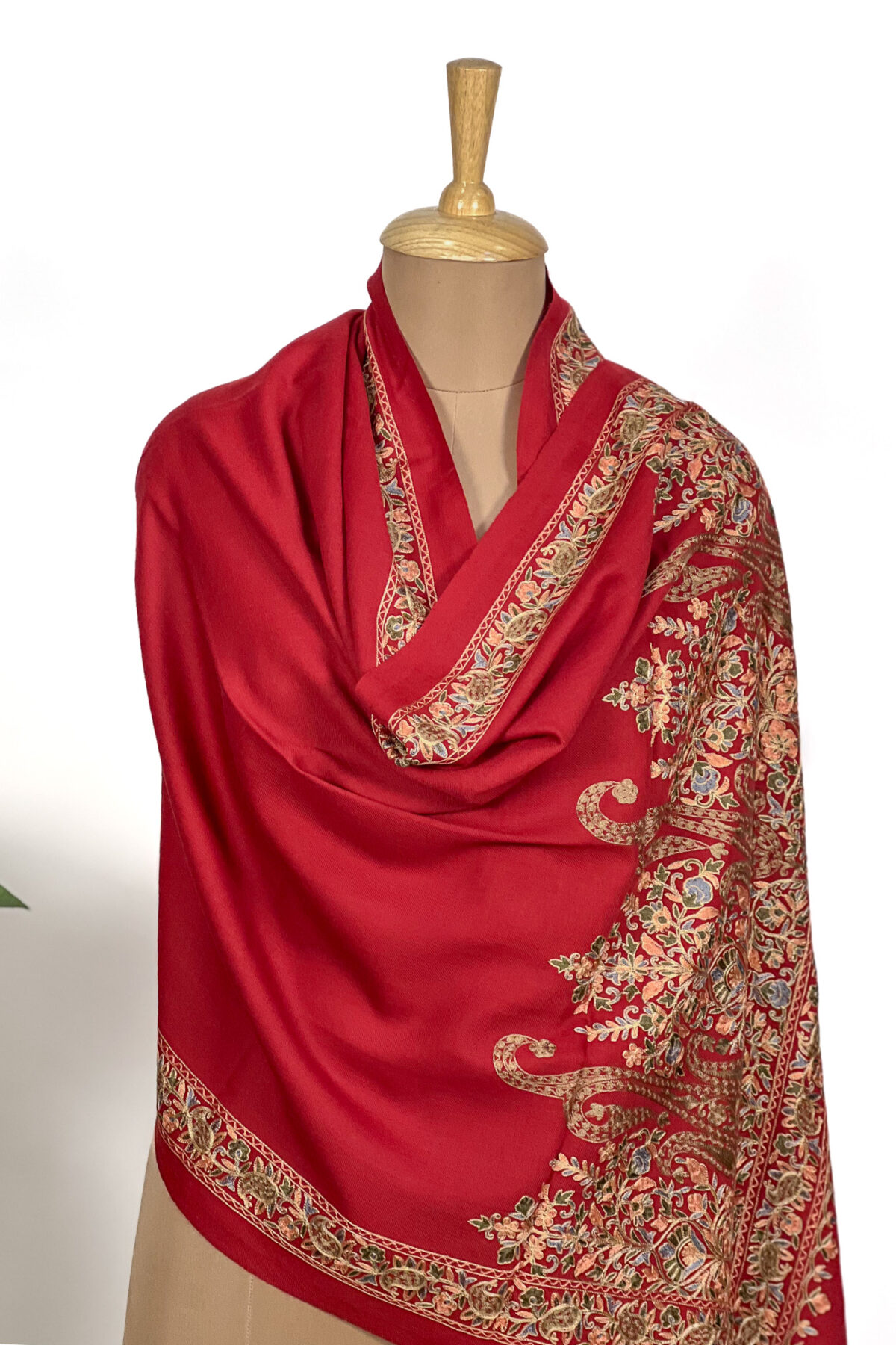 Pure Wool Stole with Thread Aari Machine Embroidery