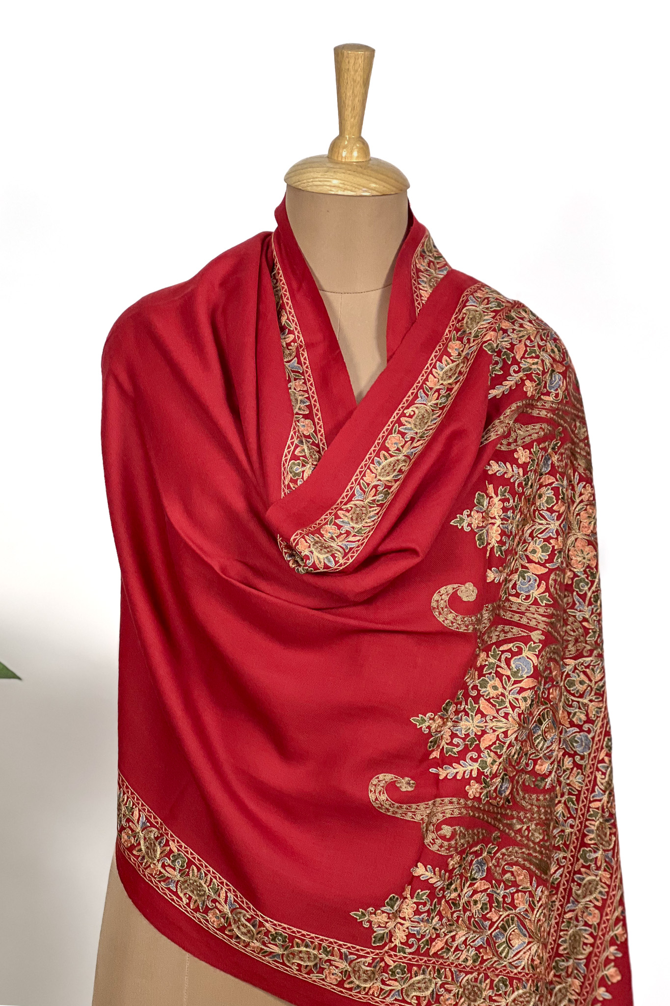Pure Wool Stole with Thread Aari Machine Embroidery