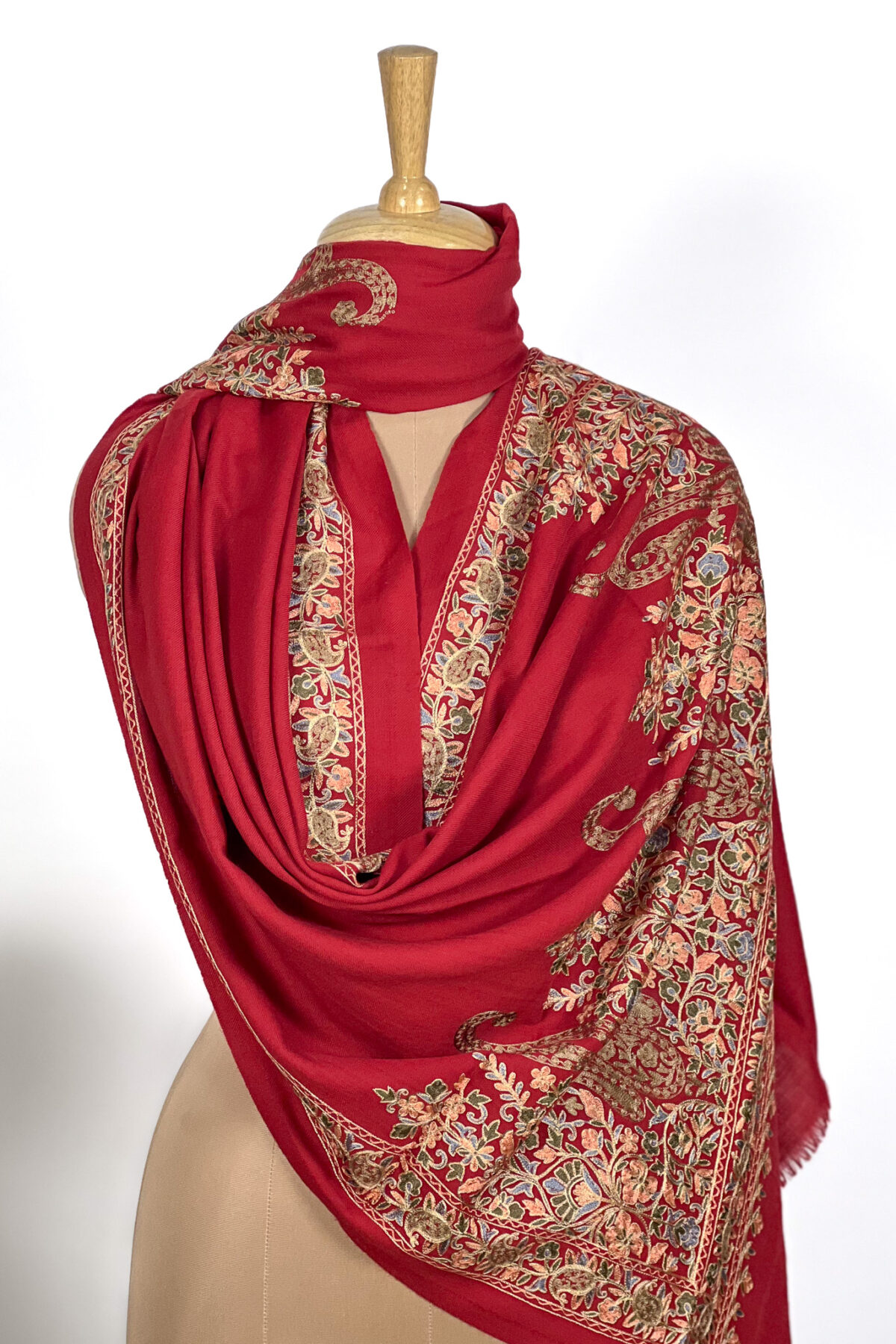 Pure Wool Stole with Thread Aari Machine Embroidery