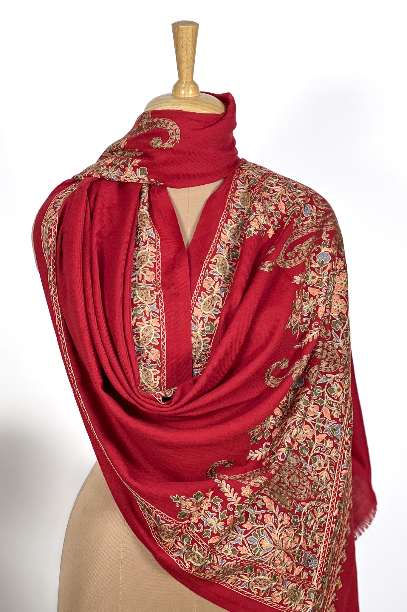 Pure Wool Stole with Thread Aari Machine Embroidery