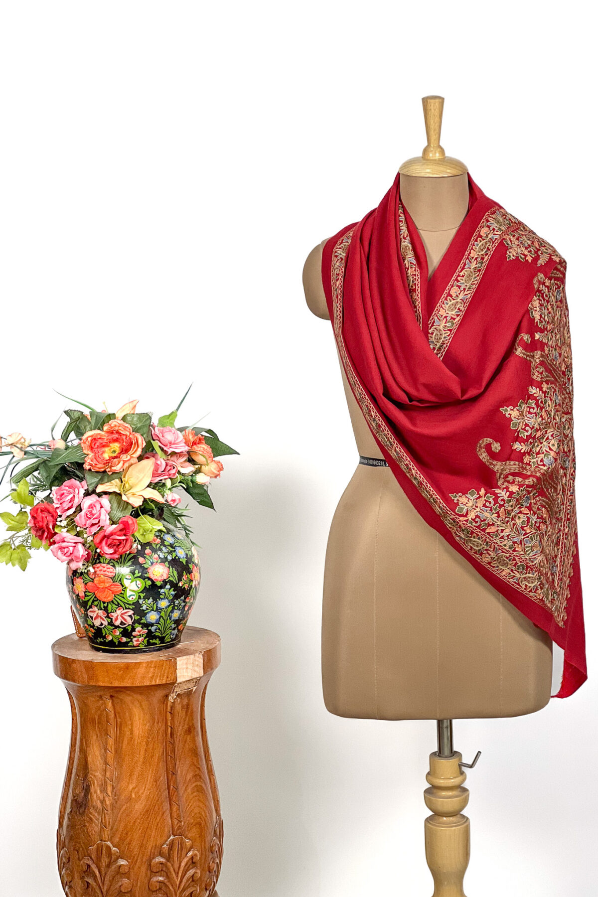 Pure Wool Stole with Thread Aari Machine Embroidery