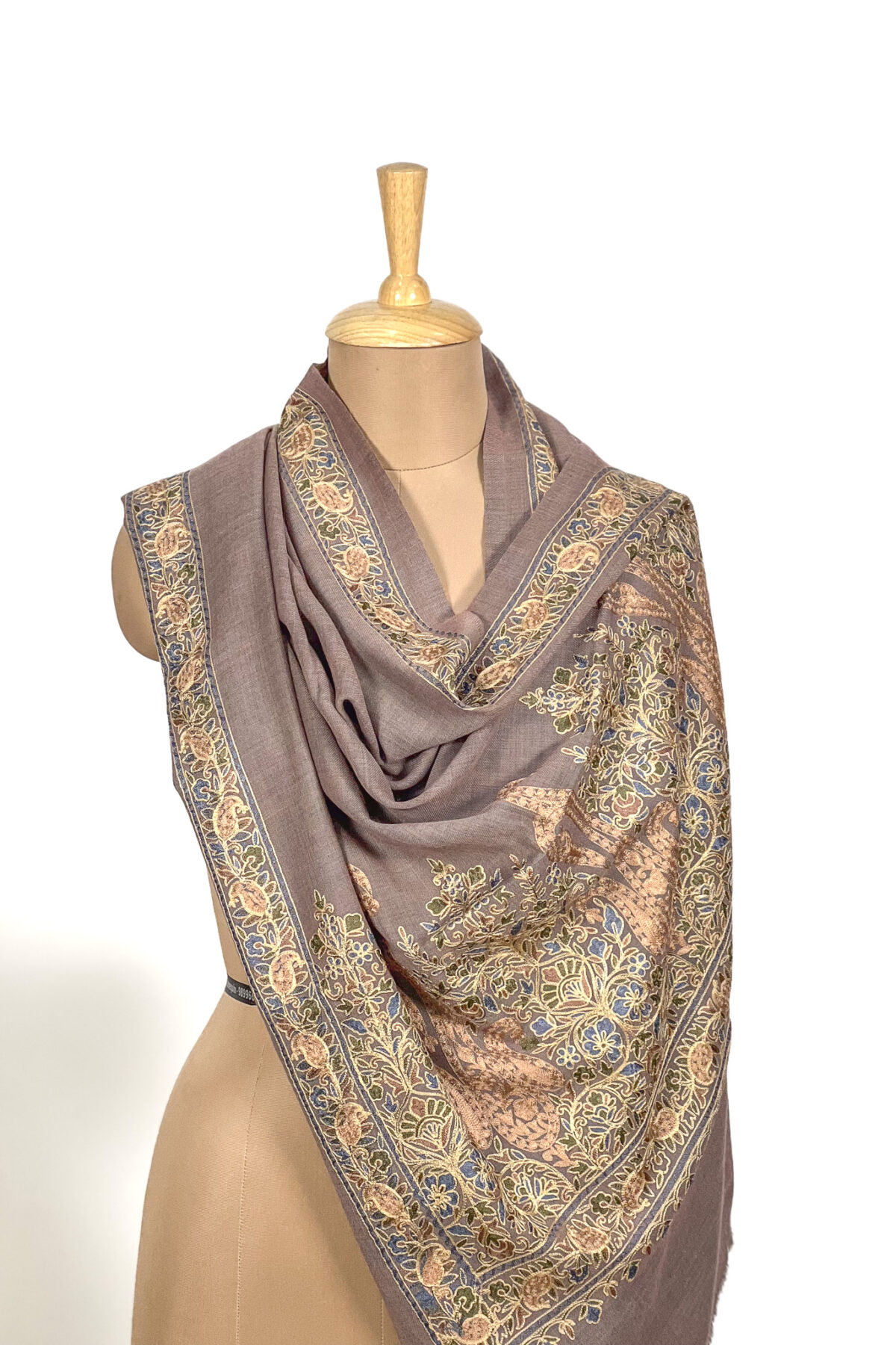 Pure Wool Stole with Thread Aari Machine Embroidery