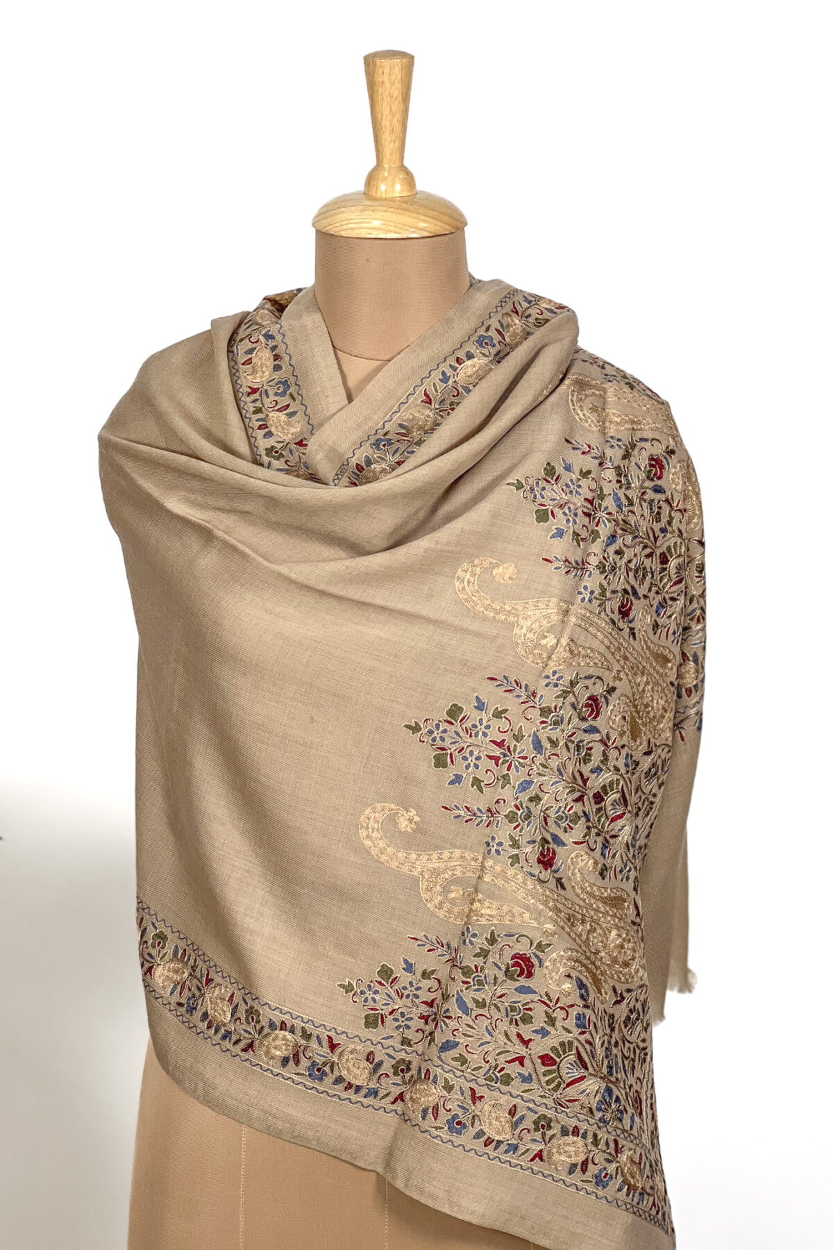 Pure Wool Stole with Thread Aari Machine Embroidery