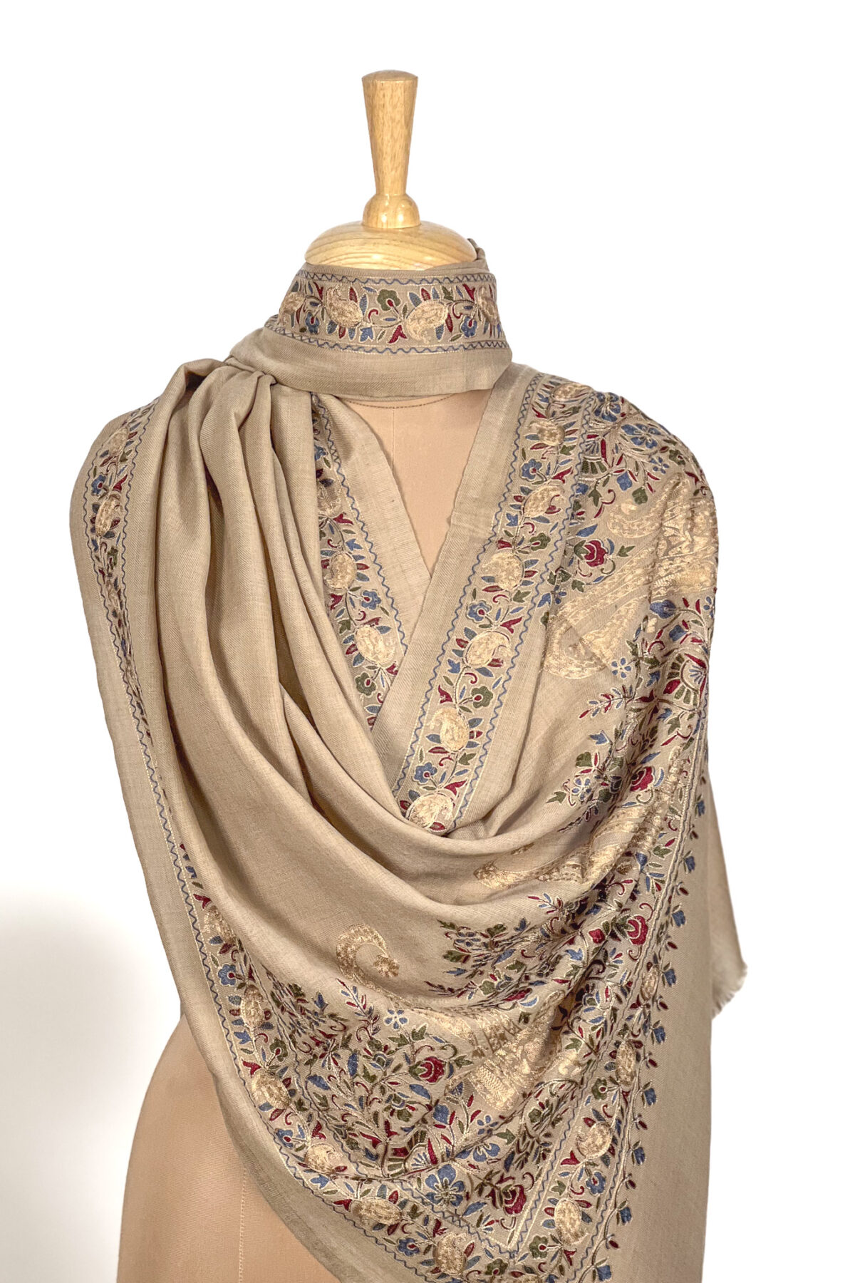 Pure Wool Stole with Thread Aari Machine Embroidery