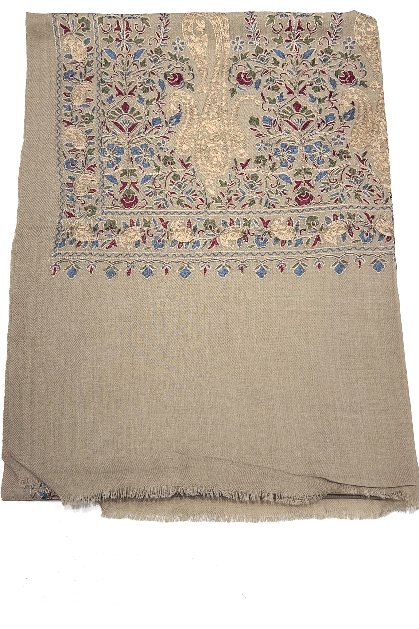 Pure Wool Stole with Thread Aari Machine Embroidery