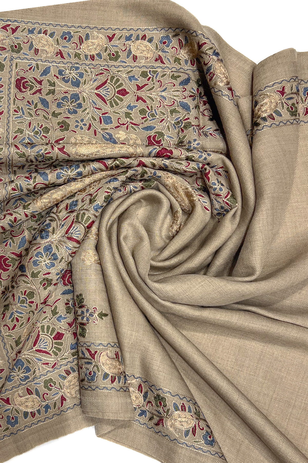 Pure Wool Stole with Thread Aari Machine Embroidery