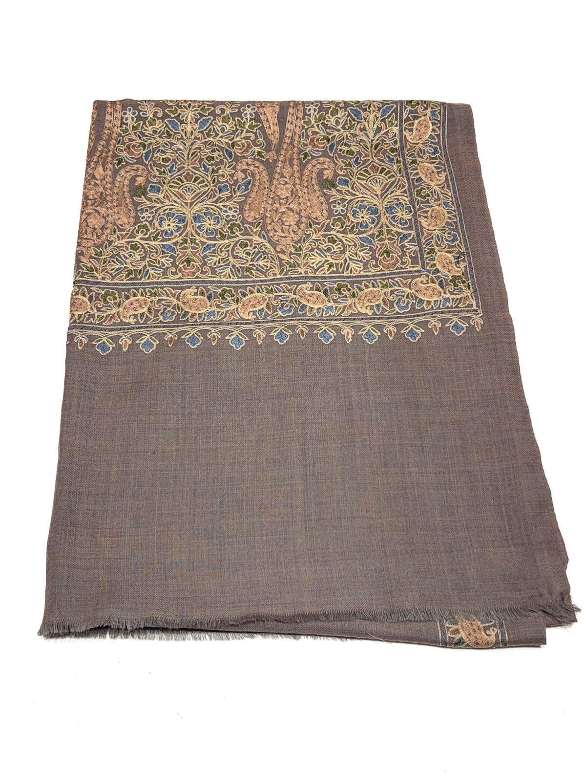 Pure Wool Stole with Thread Aari Machine Embroidery