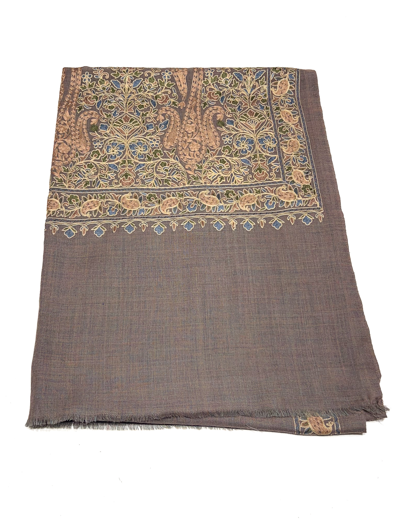 Pure Wool Stole with Thread Aari Machine Embroidery