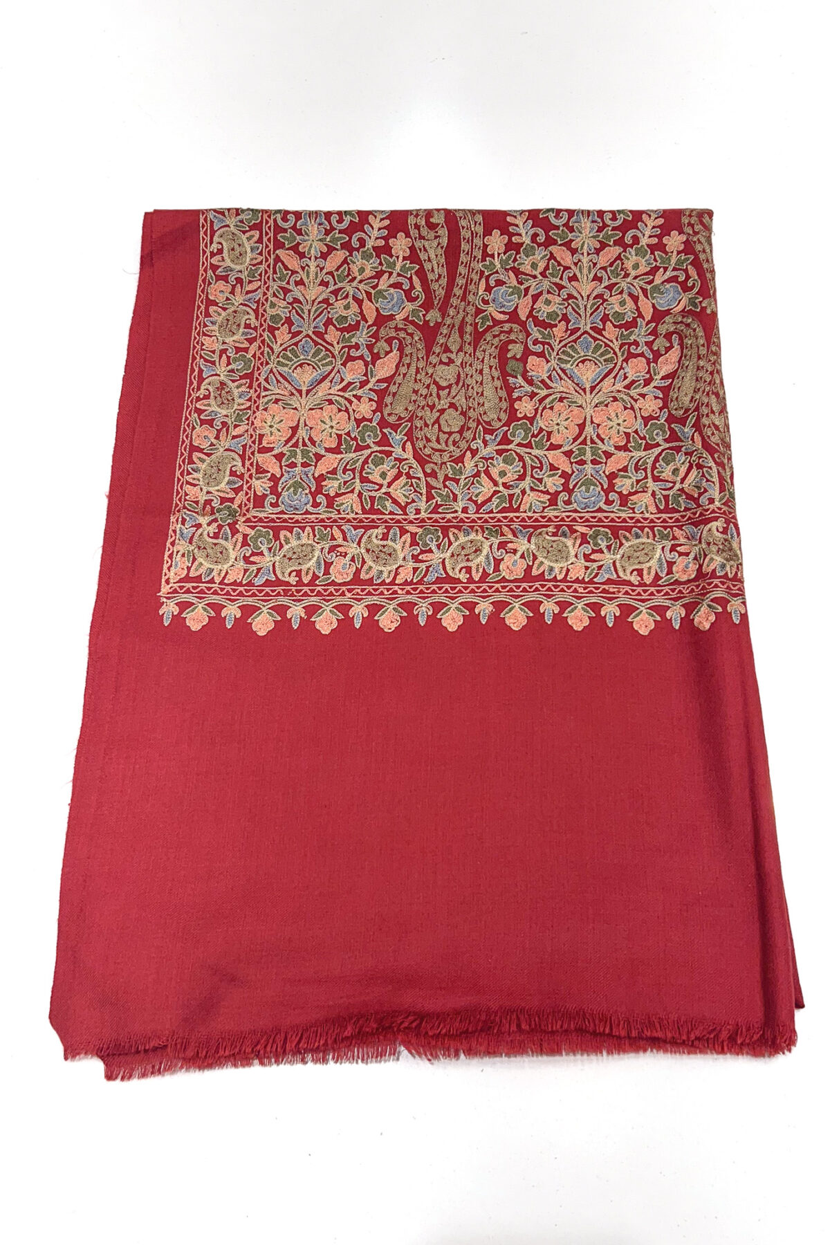 Pure Wool Stole with Thread Aari Machine Embroidery