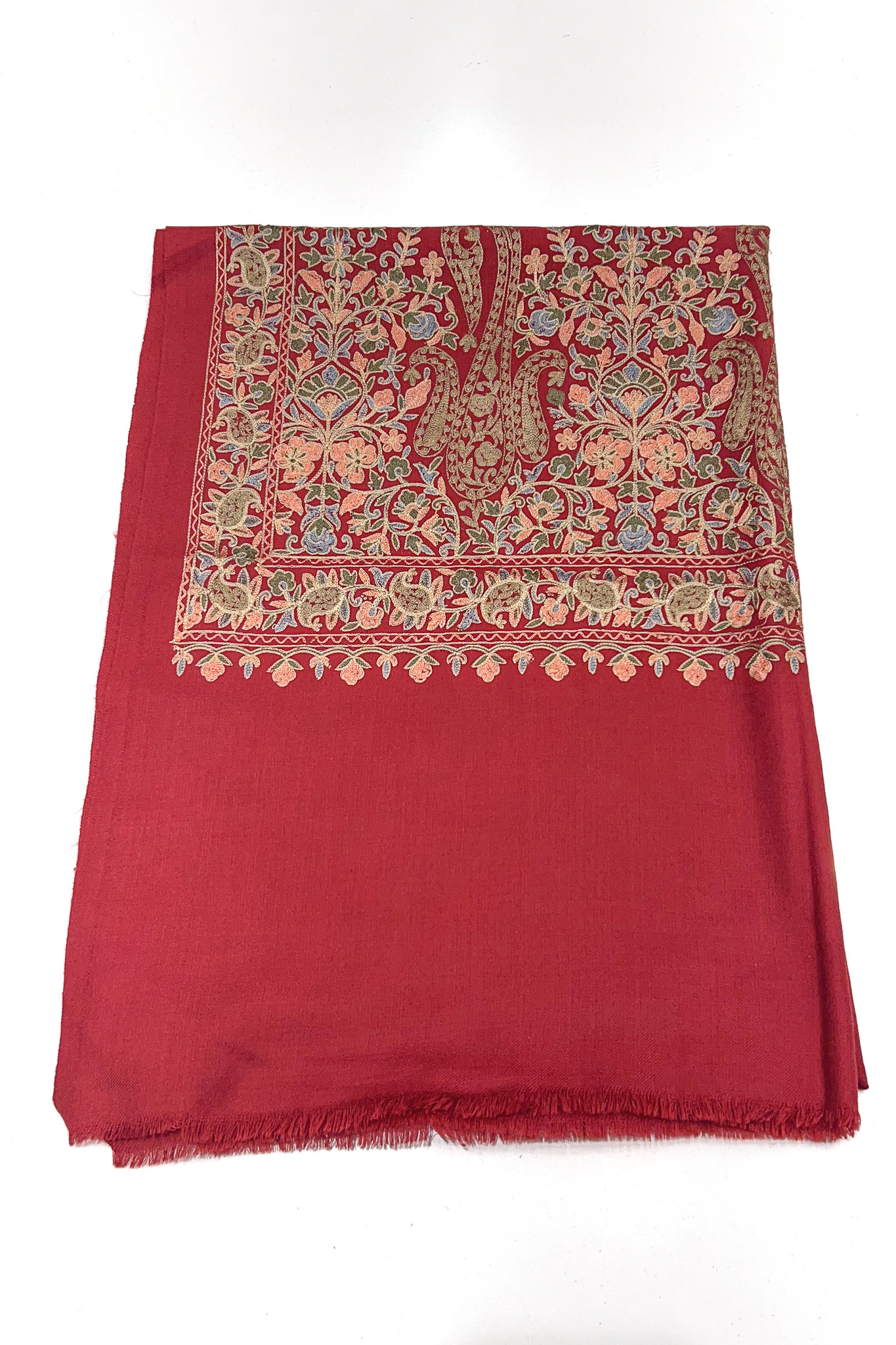 Pure Wool Stole with Thread Aari Machine Embroidery