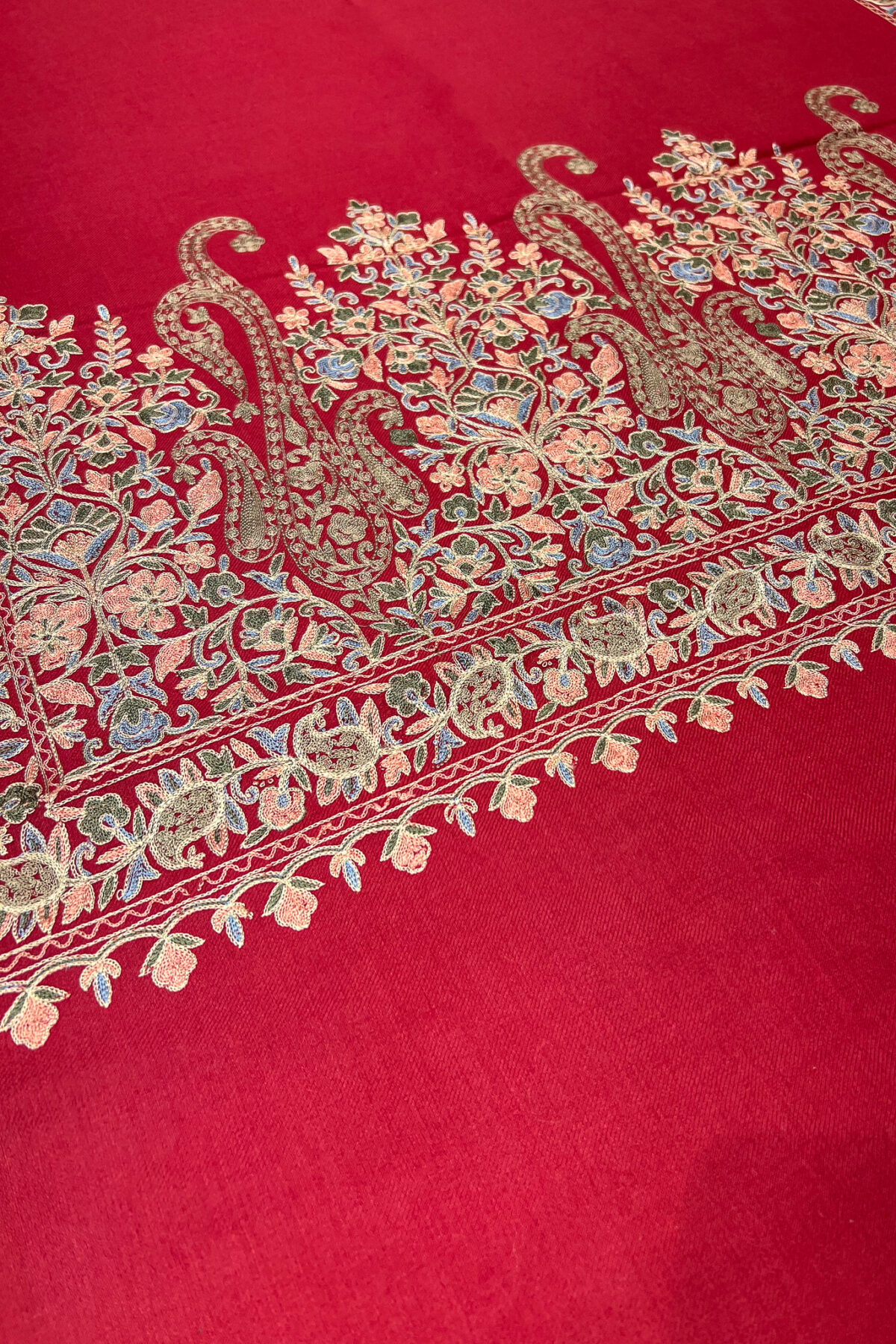 Pure Wool Stole with Thread Aari Machine Embroidery