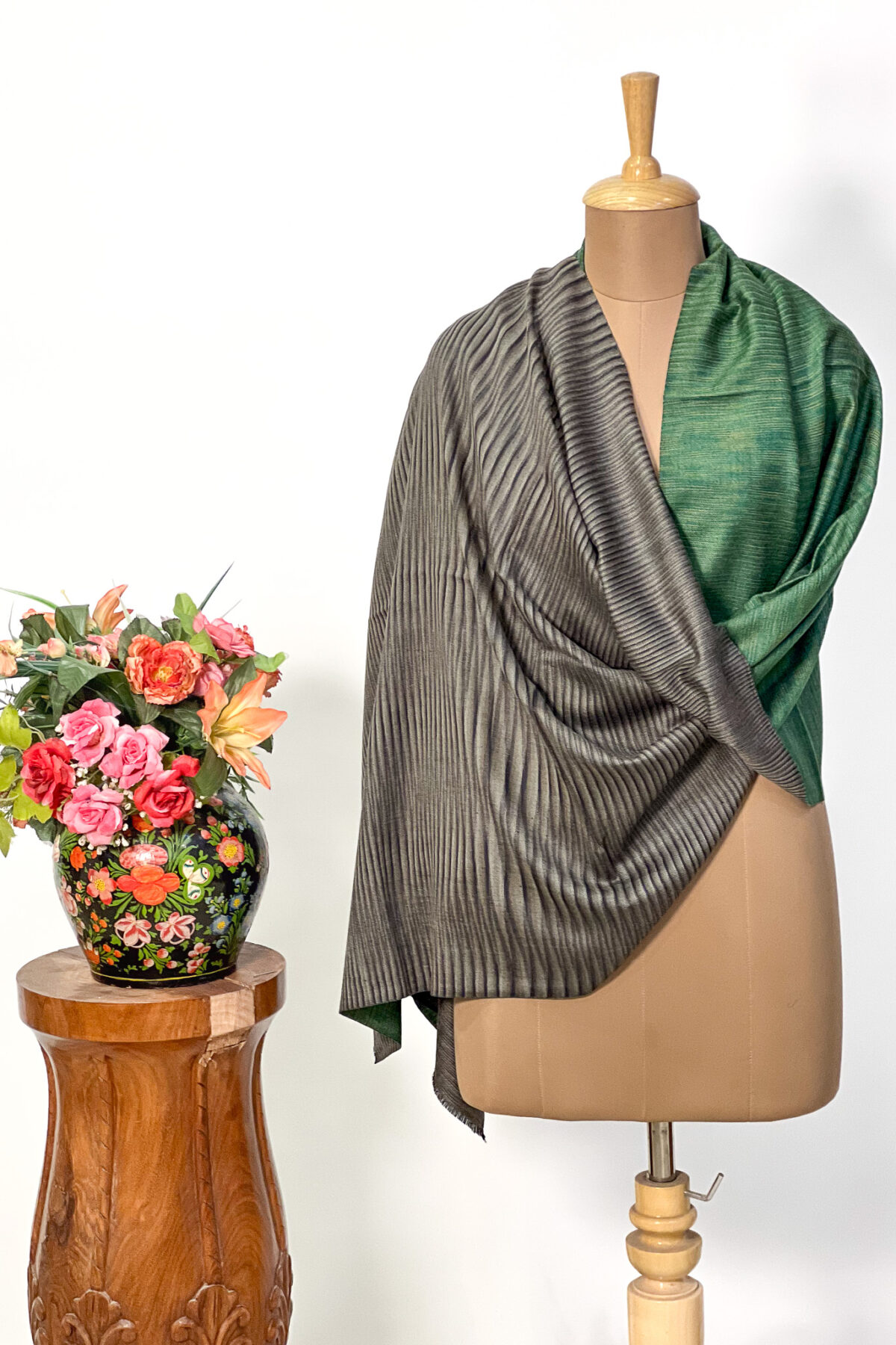 Green Pure Pashmina Space Dye Stole