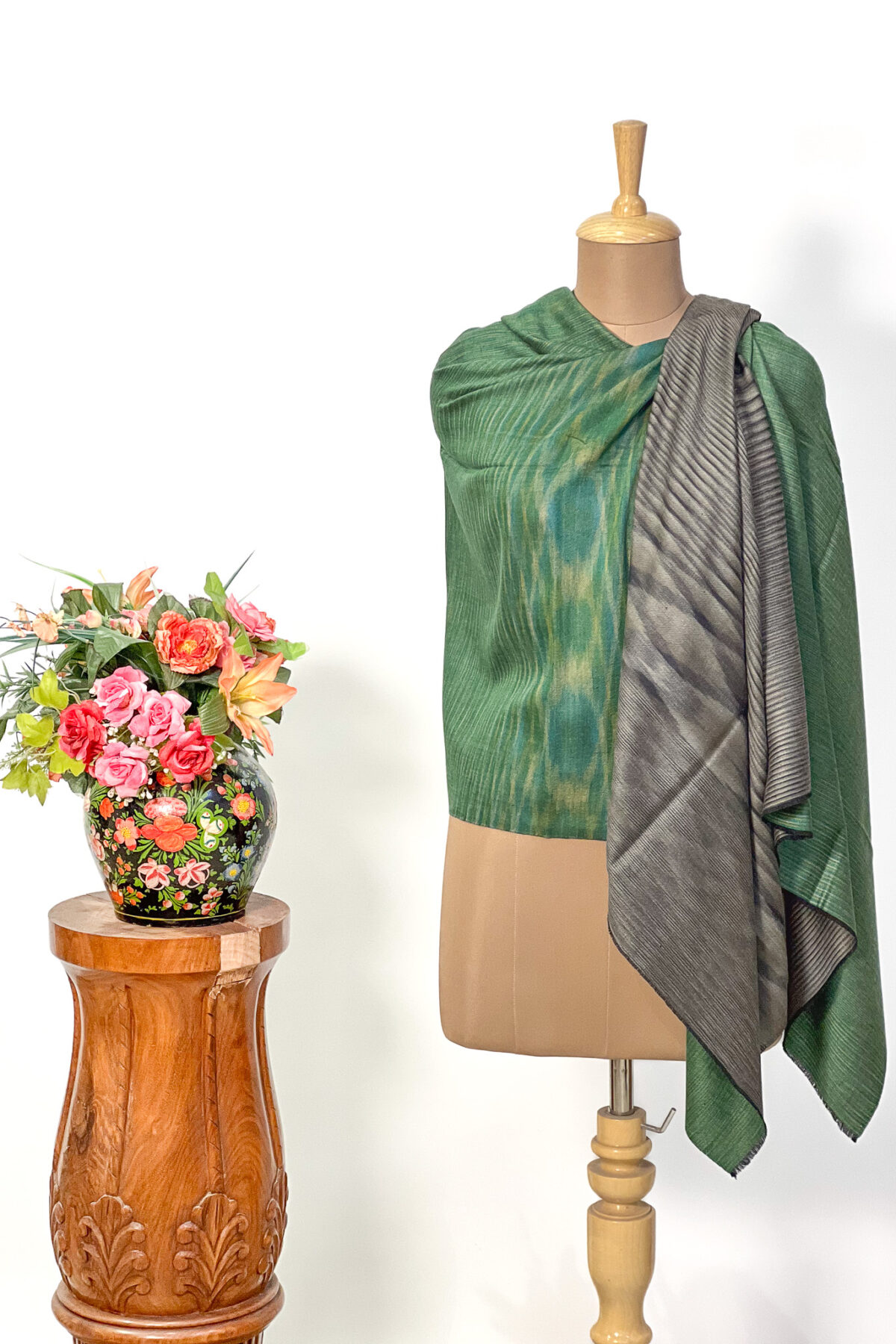 Green Pure Pashmina Space Dye Stole