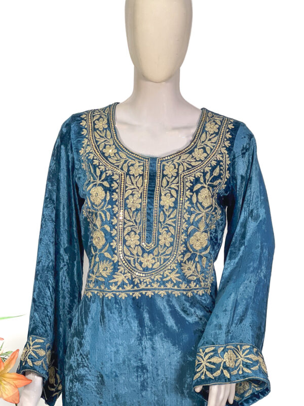 Women Long Kurta with Hand Sequence and Tilla Embroidery