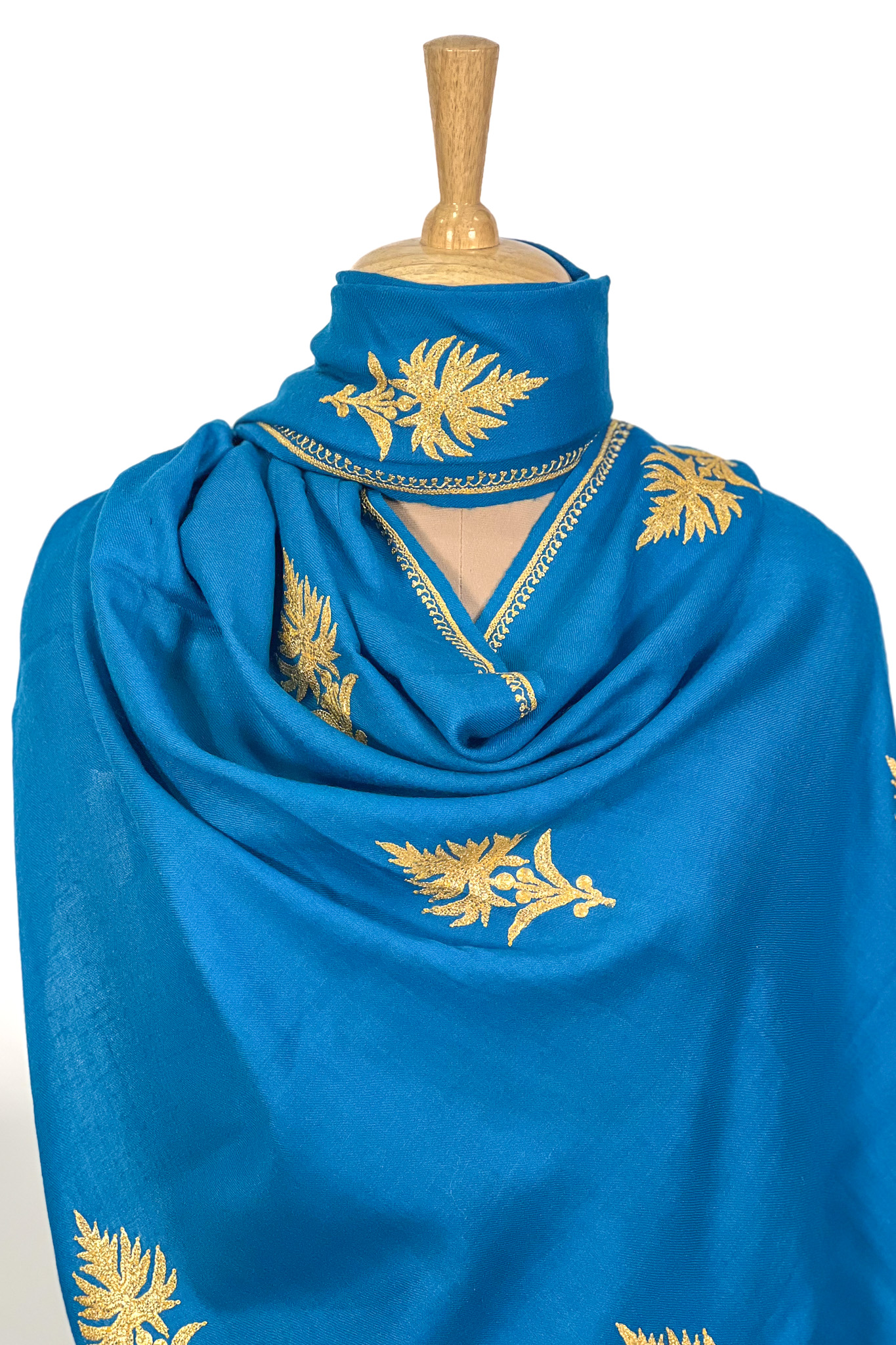 Ferozi Pure Pashmina Tilla Hand Embroidered Stole