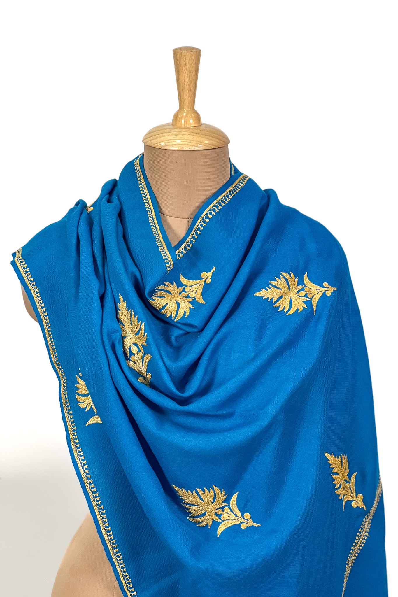 Ferozi Pure Pashmina Tilla Hand Embroidered Stole