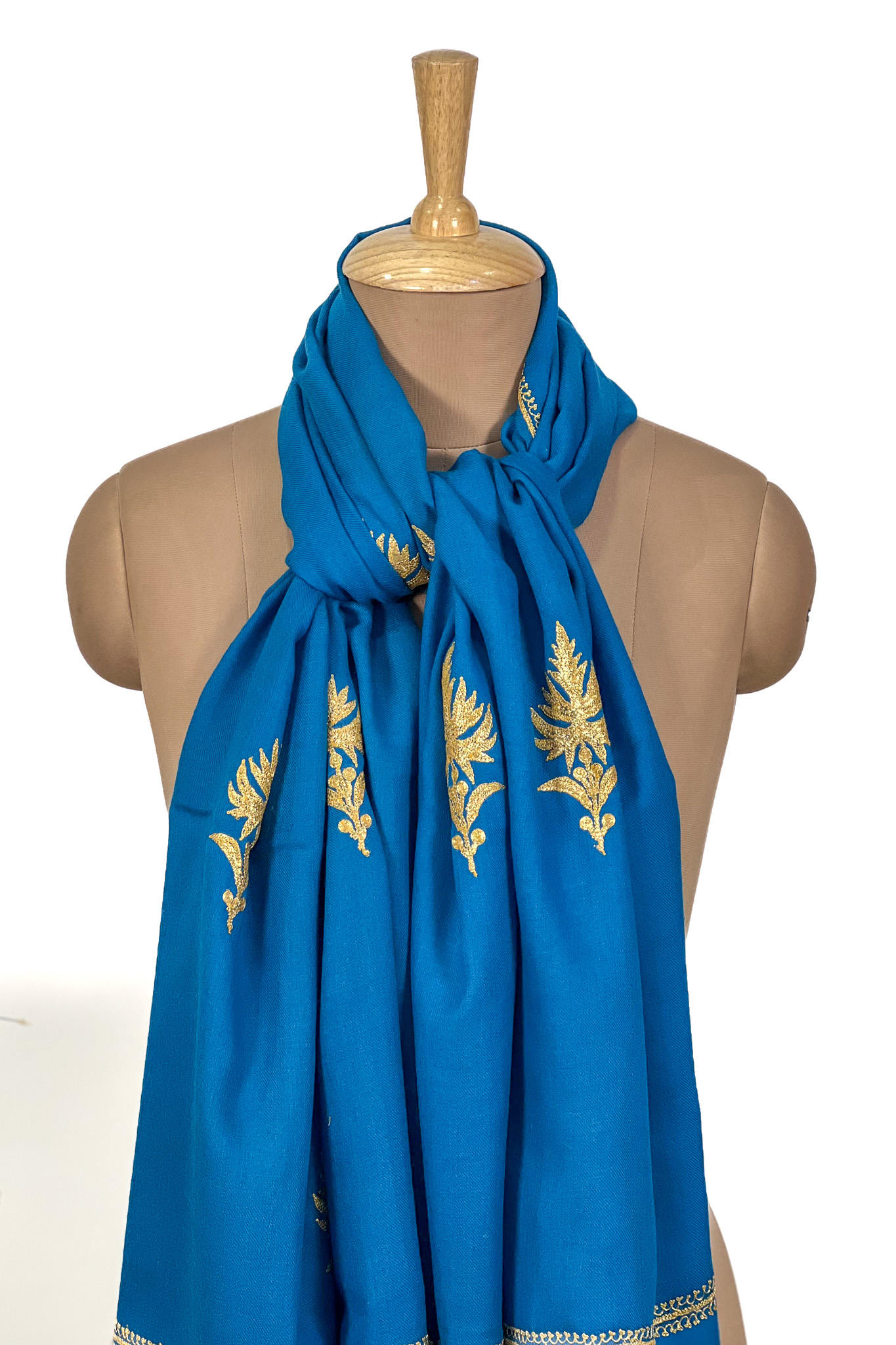 Ferozi Pure Pashmina Tilla Hand Embroidered Stole