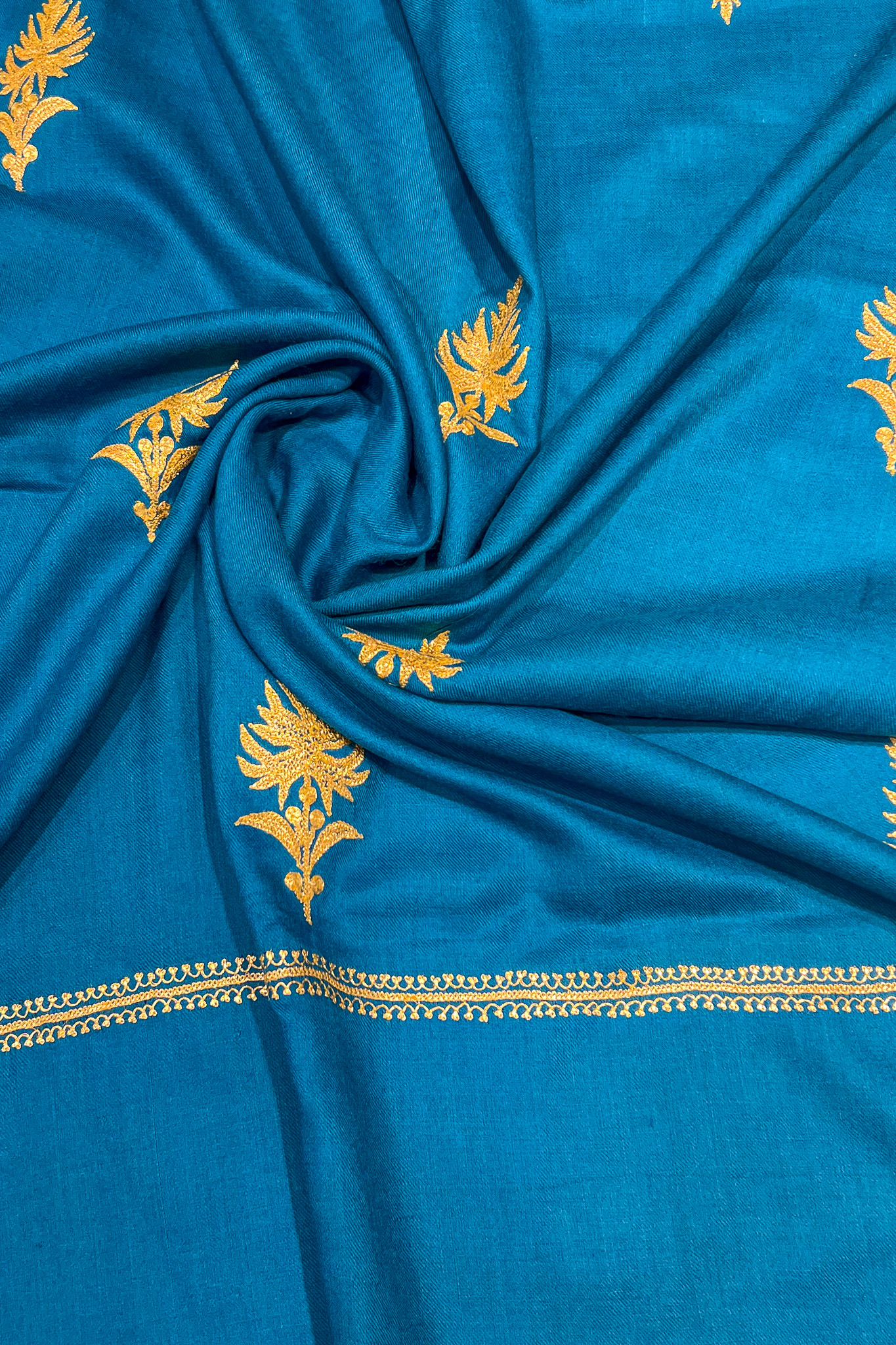 Ferozi Pure Pashmina Tilla Hand Embroidered Stole