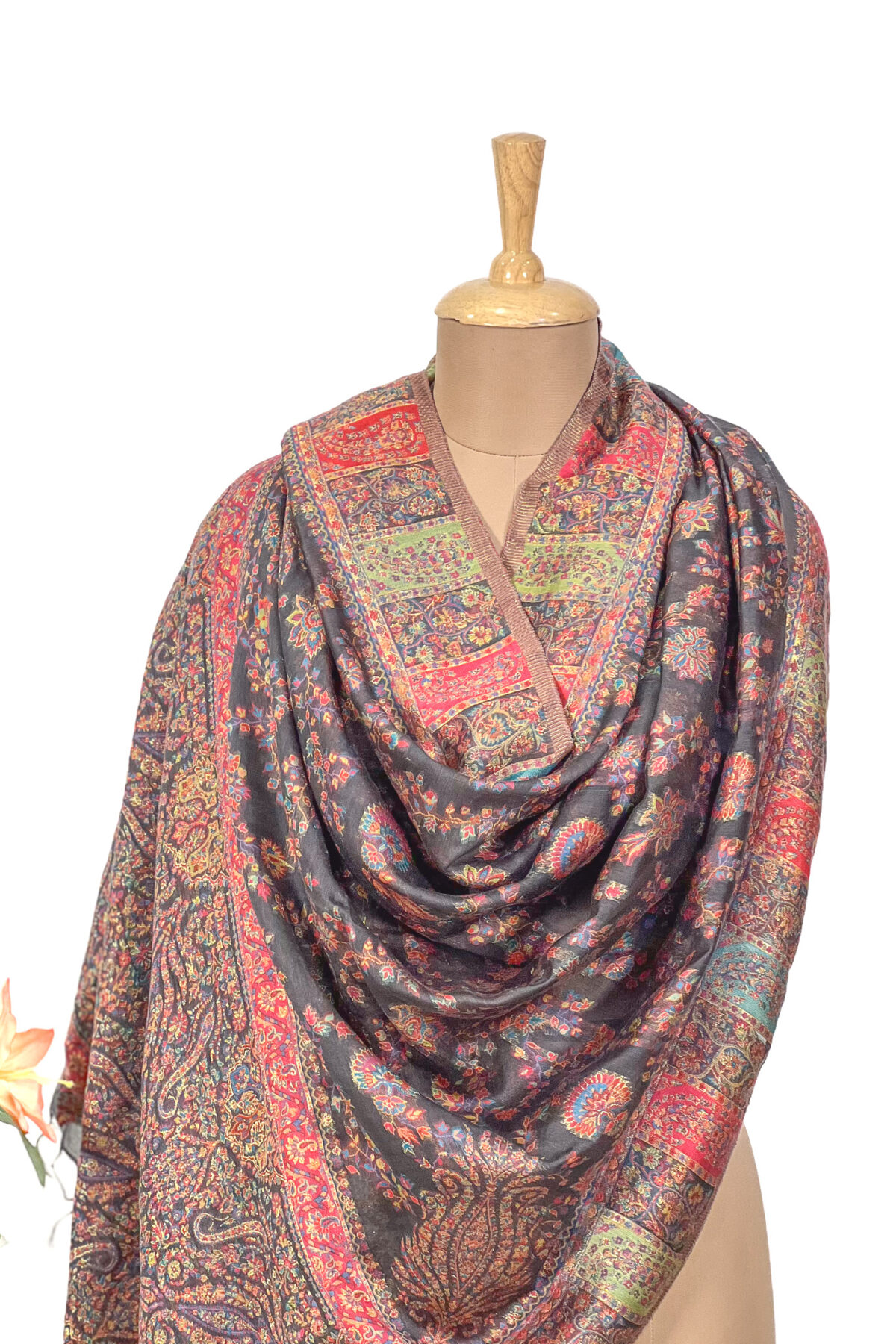 Black Modal Silk Women Kani Dupatta