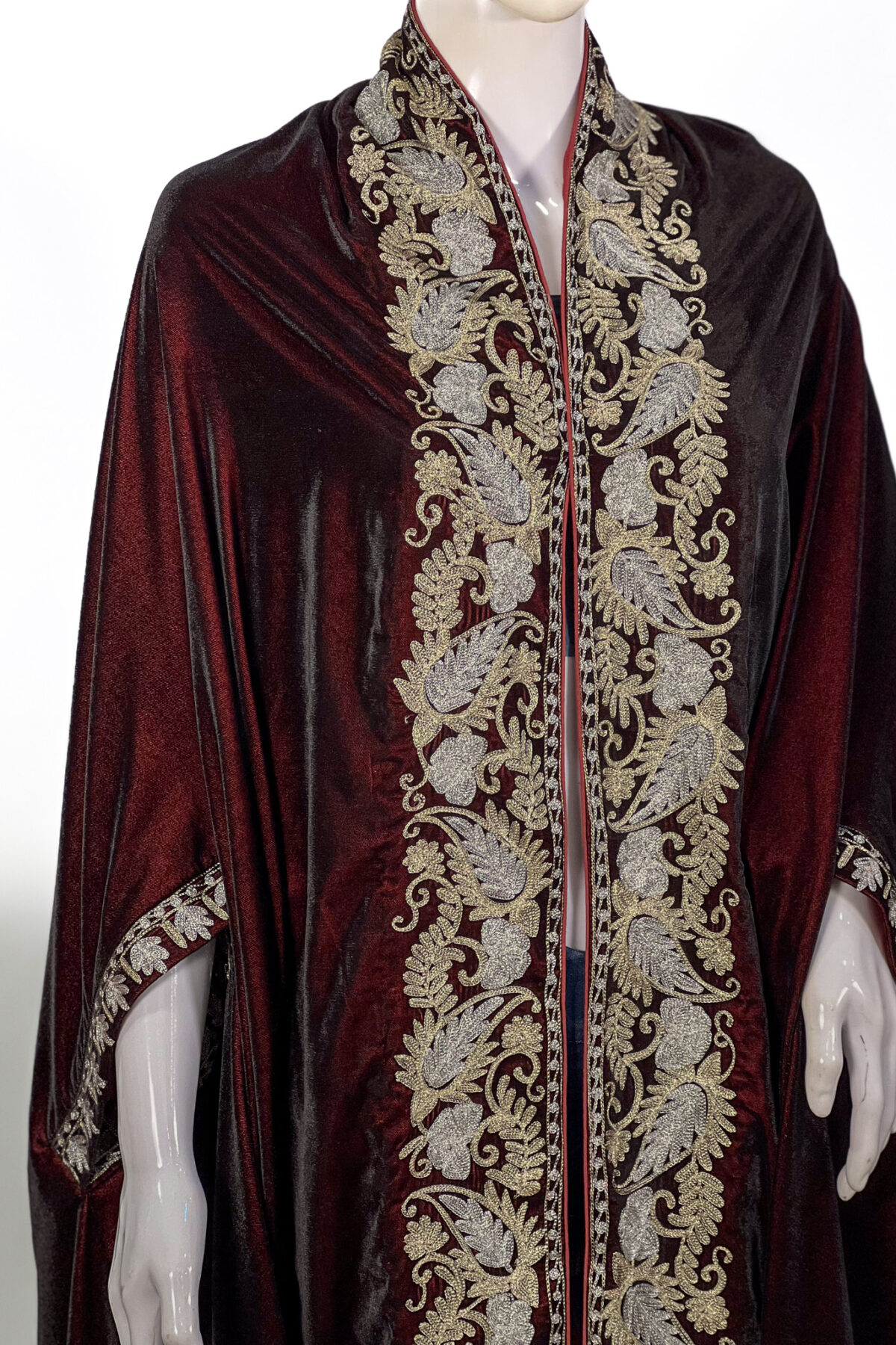 Fine Velvet Kashmiri Women Cape Shawl with Tilla Embroidery