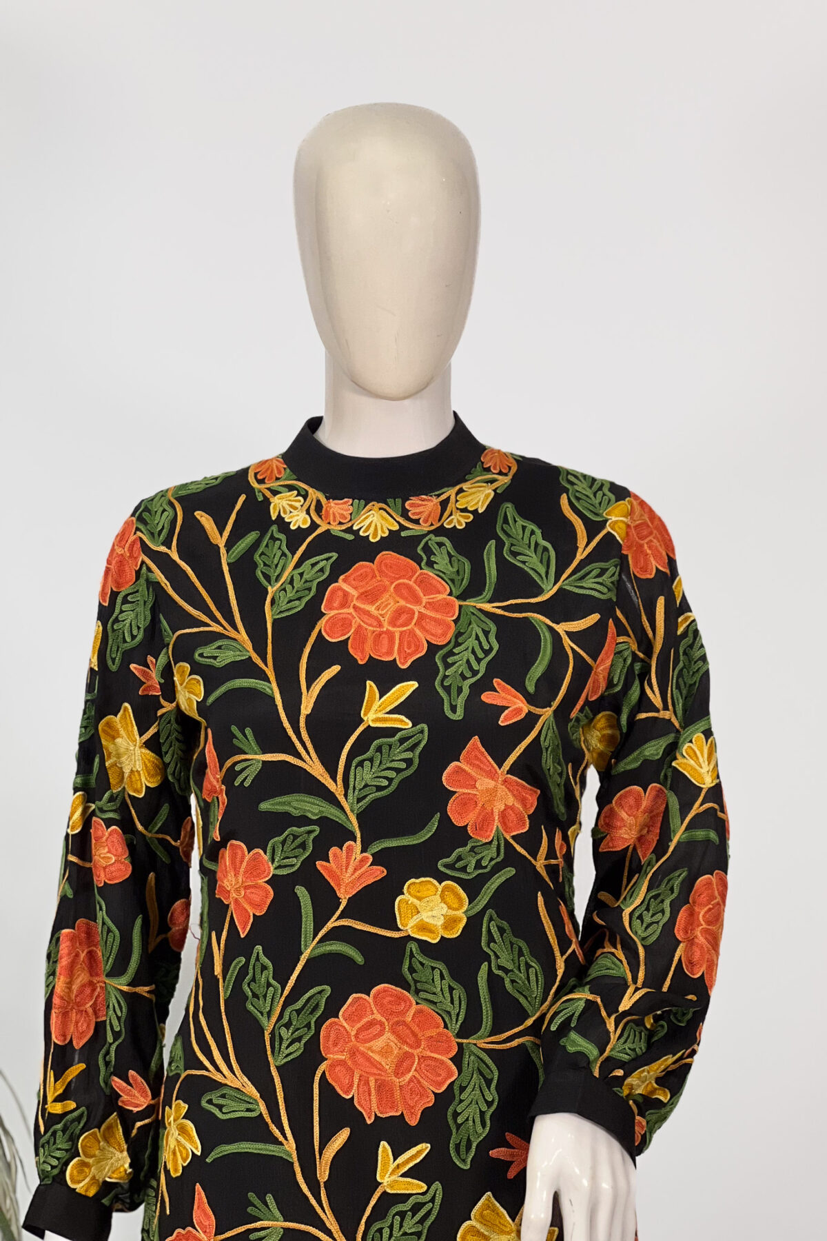 Multi-Colour Kashmiri Aari Embroidered Tunic for Women