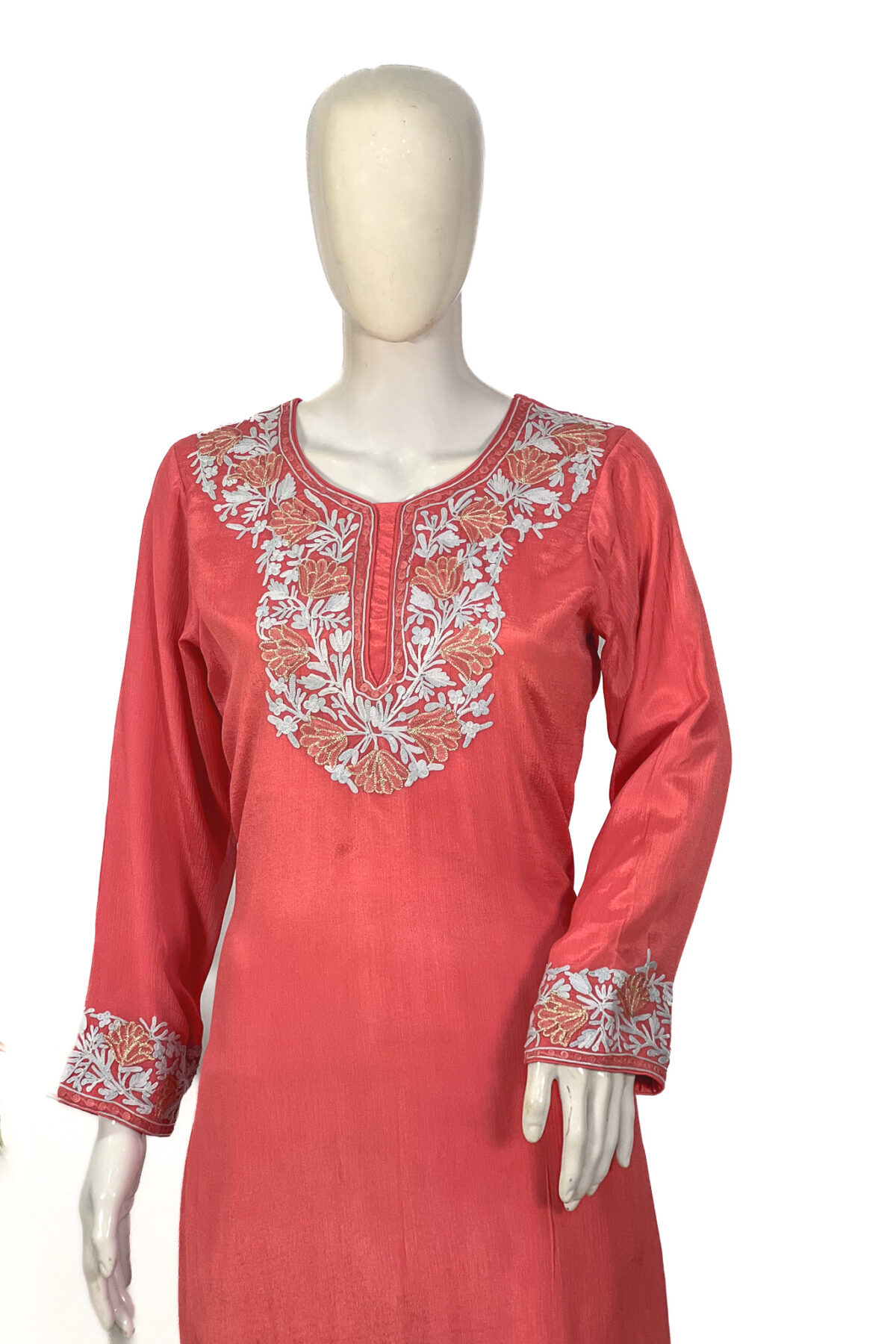 Women Kashmiri Salwar Suit with Aari Embroidery and Tilla Outlining