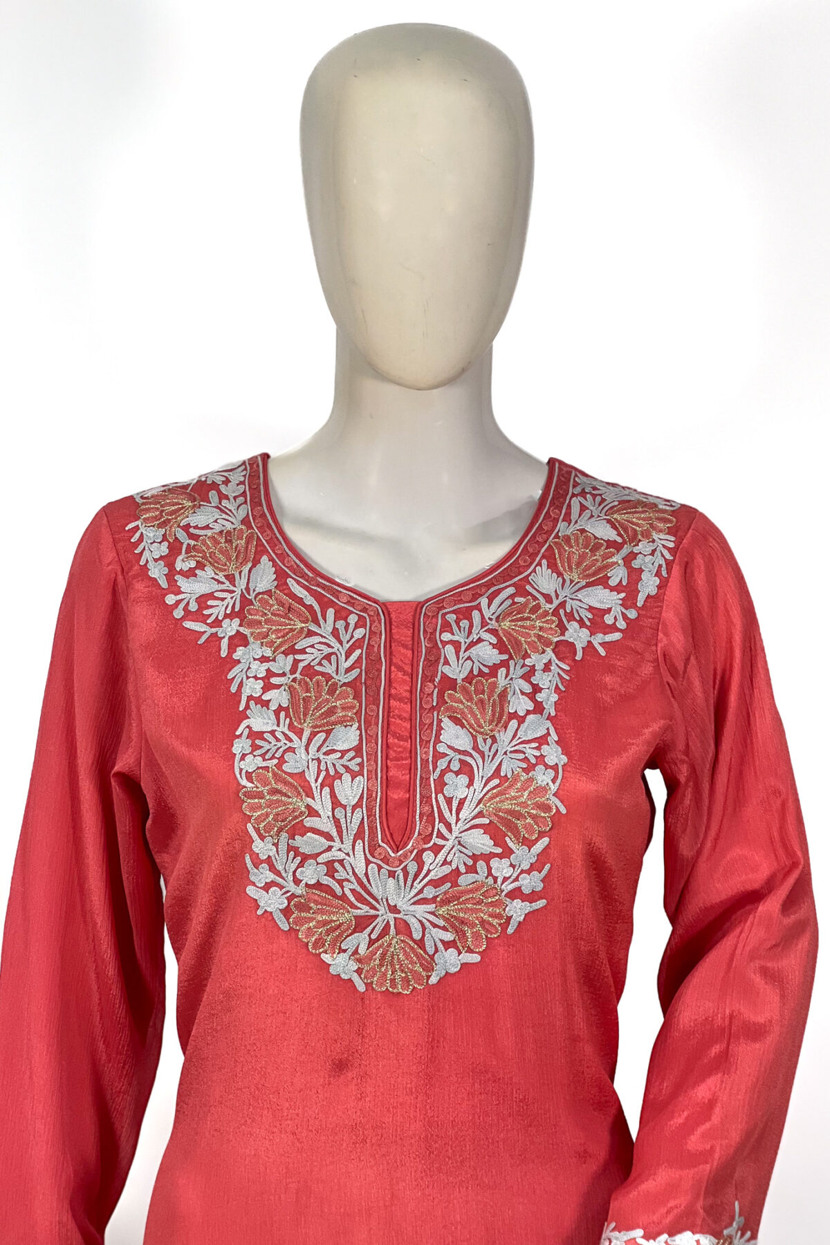 Women Kashmiri Salwar Suit with Aari Embroidery and Tilla Outlining