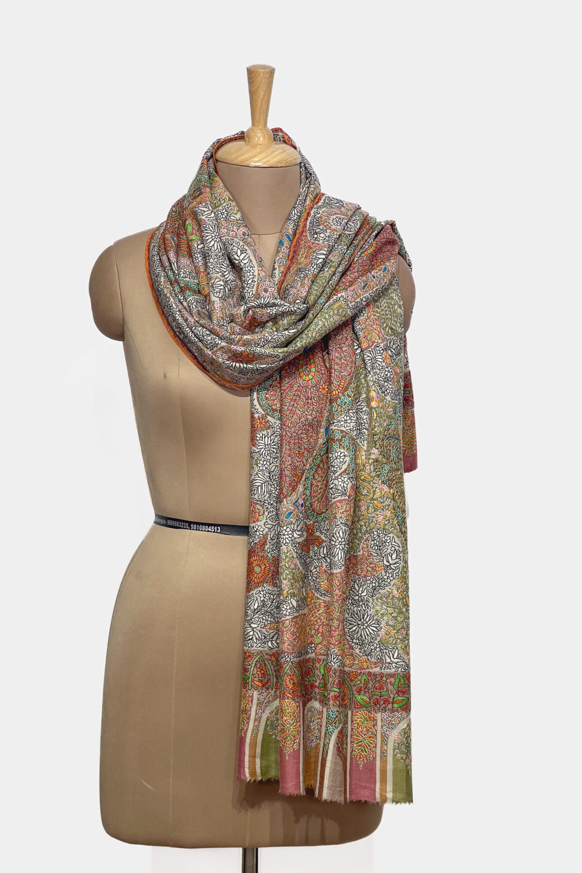 Multi-Color Pure Pashmina Shawl with Kalamkari Hand Embroidery
